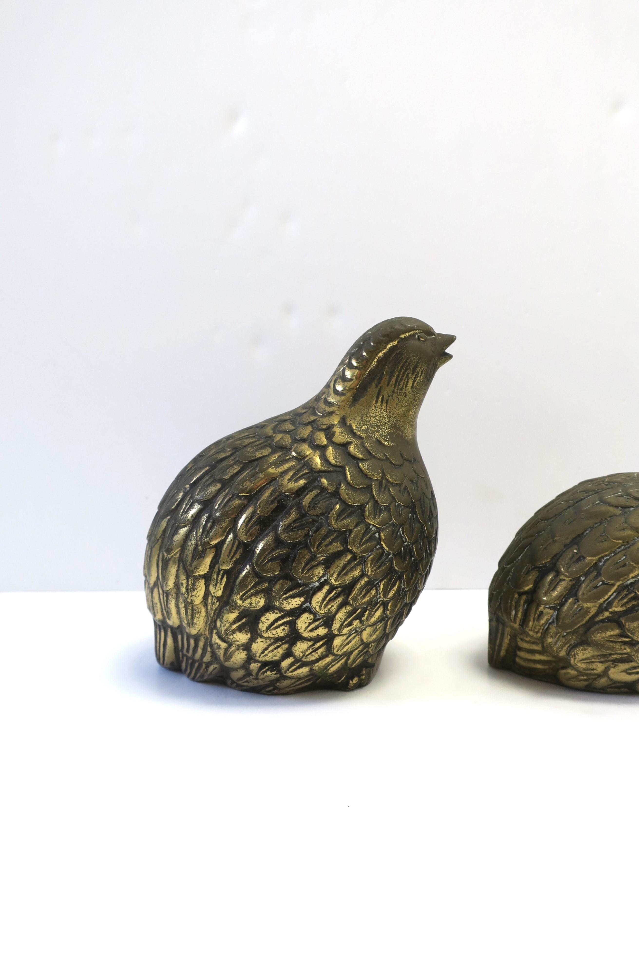 Brass Partridge Birds Decorative Objects or Bookends, Set 1