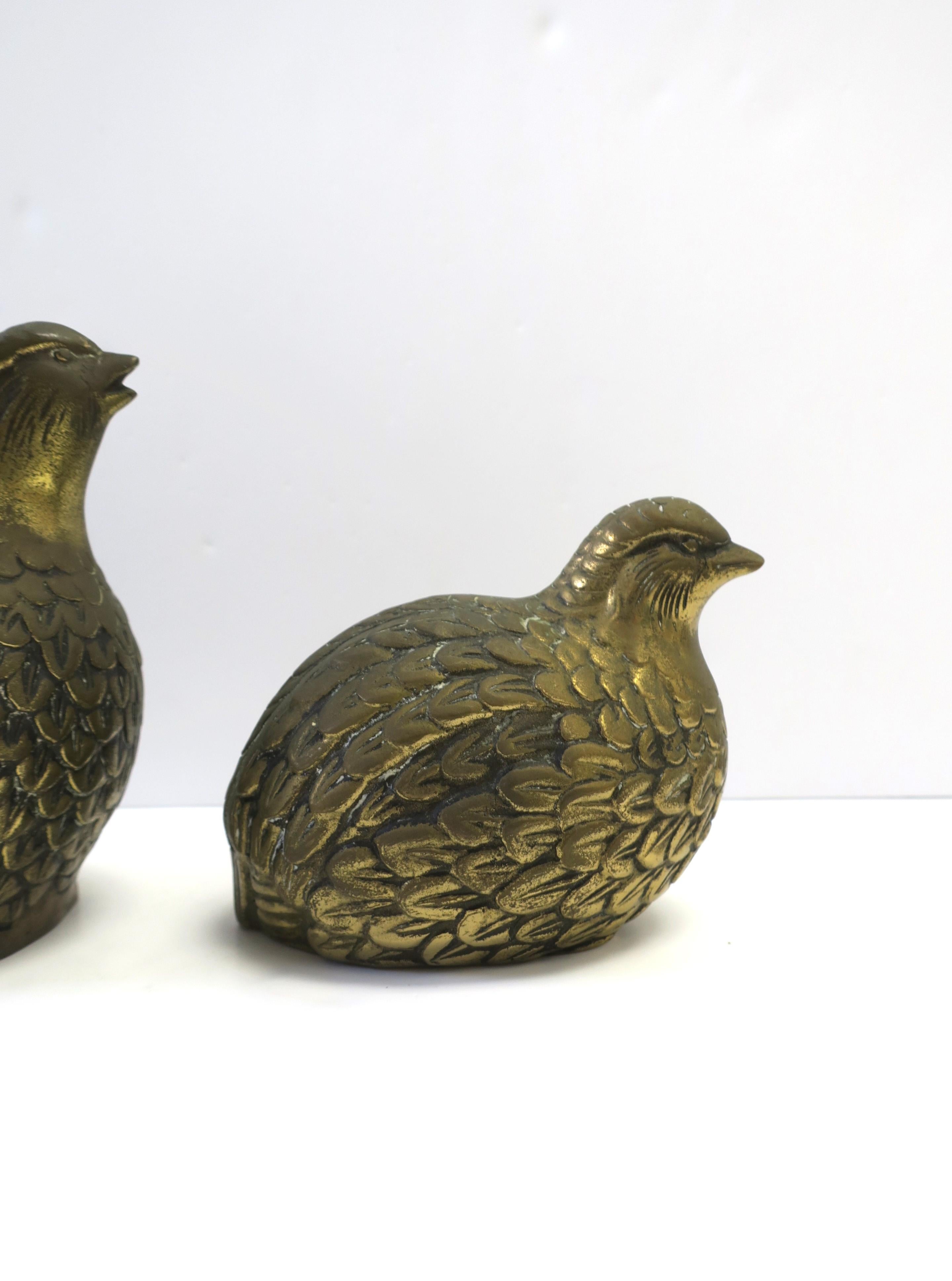 Brass Partridge Birds Decorative Objects or Bookends, Set 2