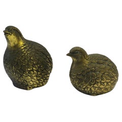 Vintage Brass Partridge Birds Decorative Objects or Bookends, Set