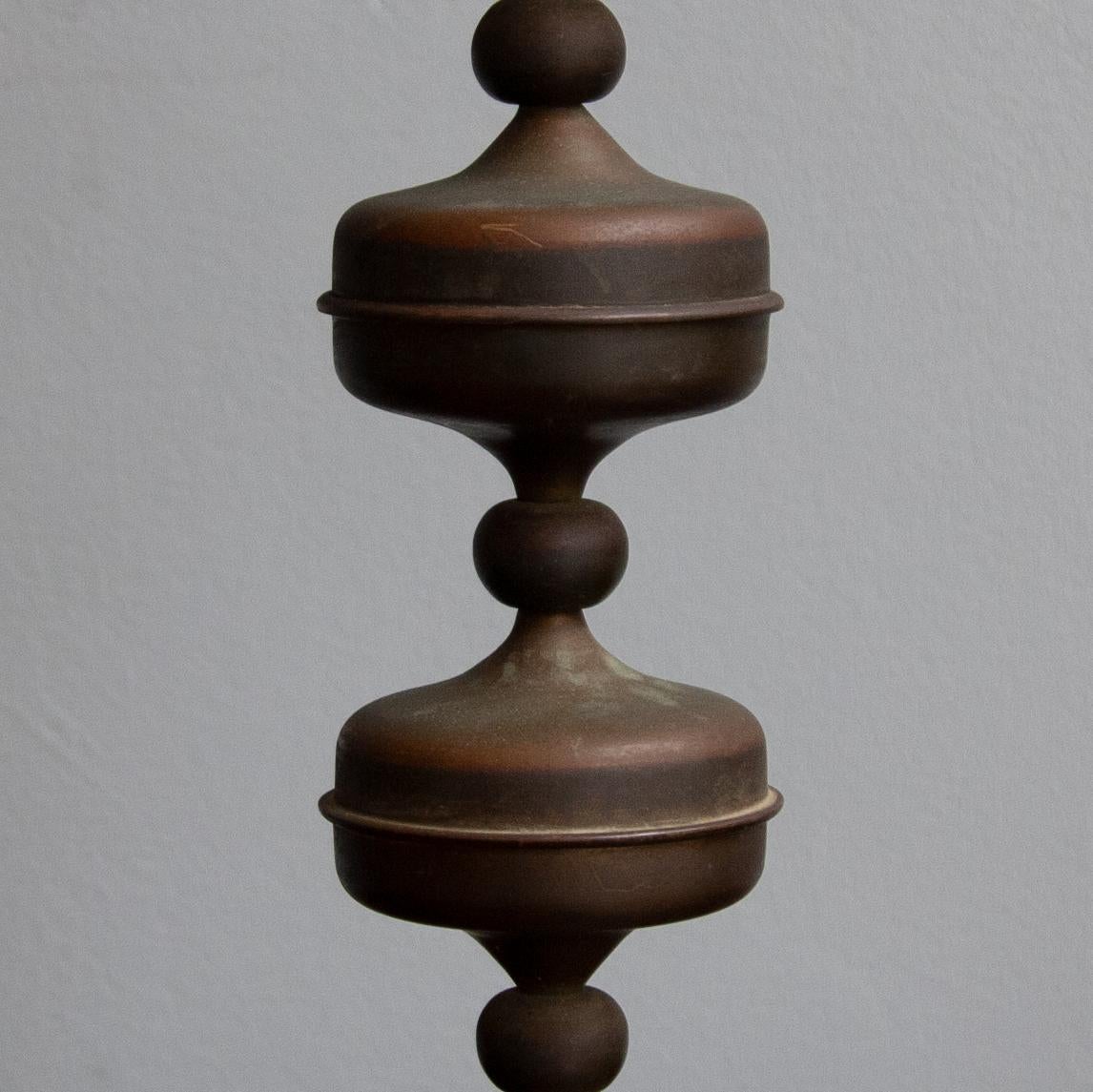 Brass Patinated Bobbin Table Lamp In Good Condition In London, GB