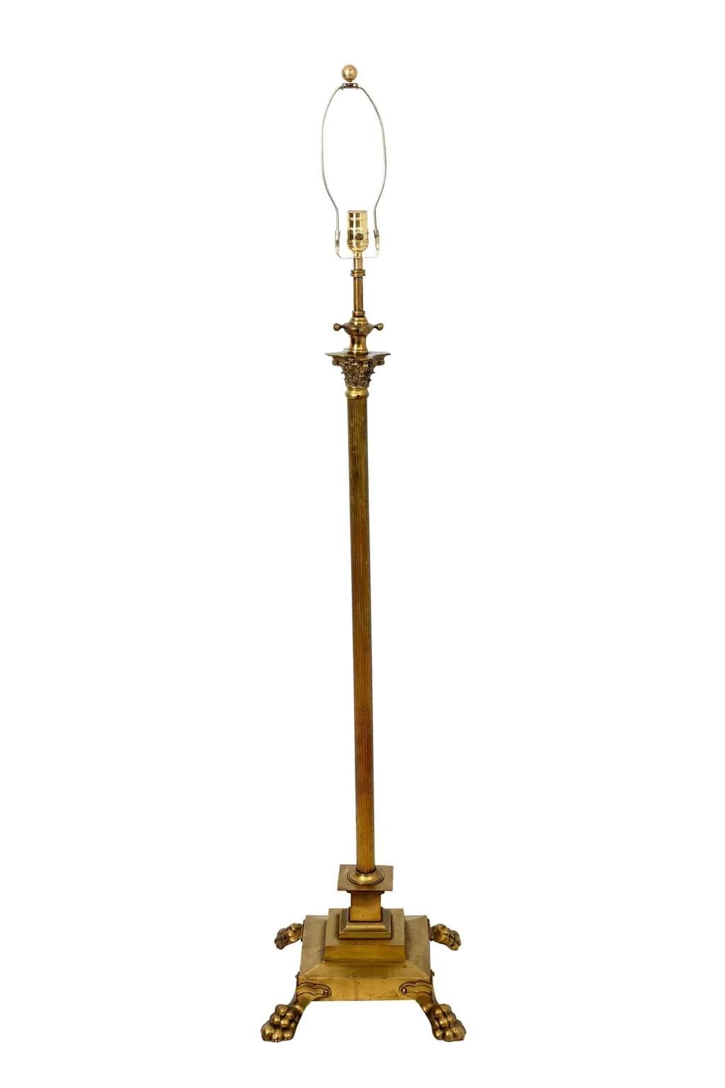 Brass Paw Foot Floor Lamp With Adjustable Height For Sale 6