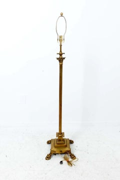Brass Paw Foot Floor Lamp With Adjustable Height