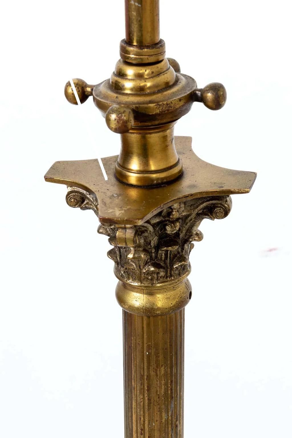 Brass Paw Foot Floor Lamp With Adjustable Height In Good Condition For Sale In New York, NY
