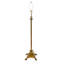 Antique Brass Paw Foot Floor Lamp With Adjustable Height