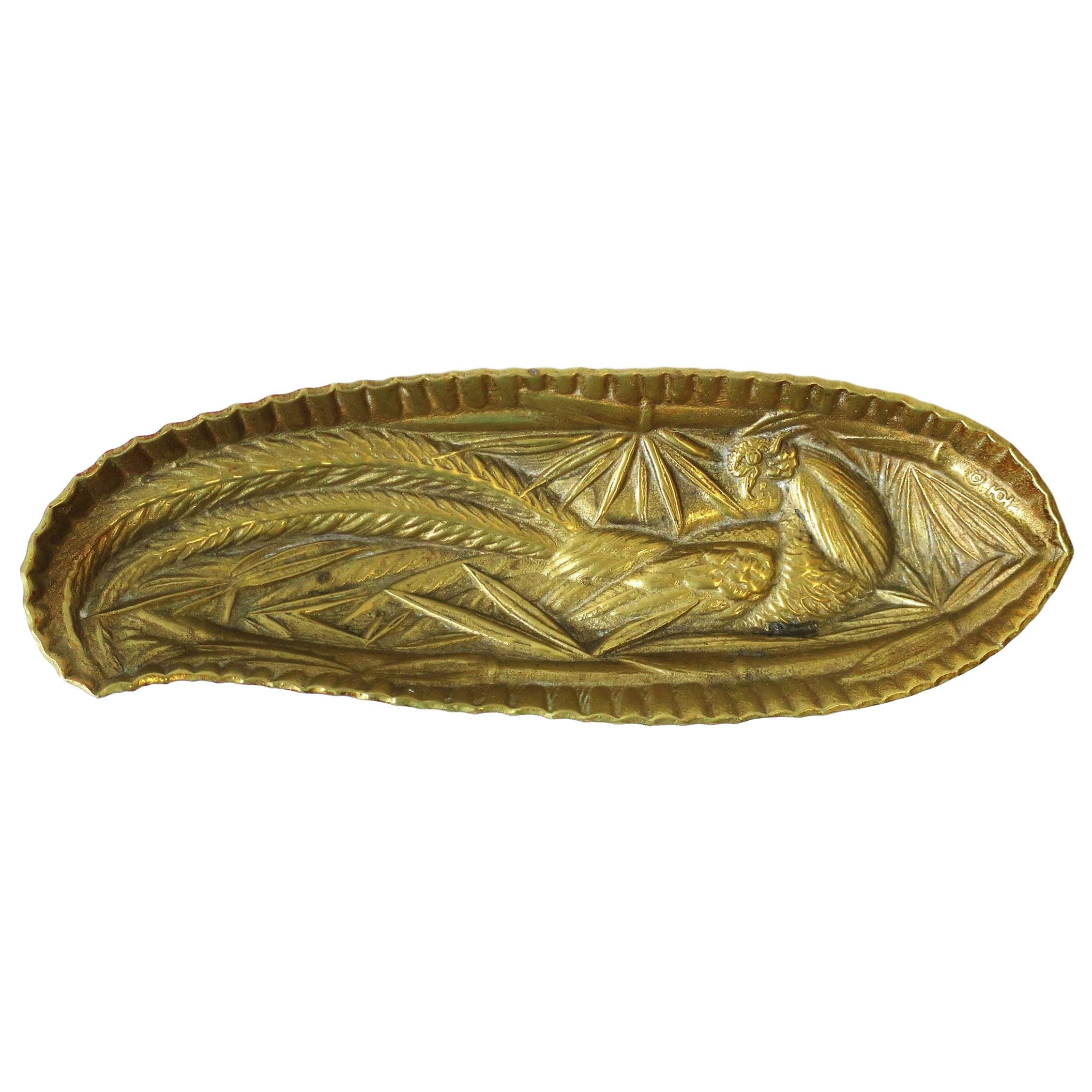 Brass Peacock Bird Dish