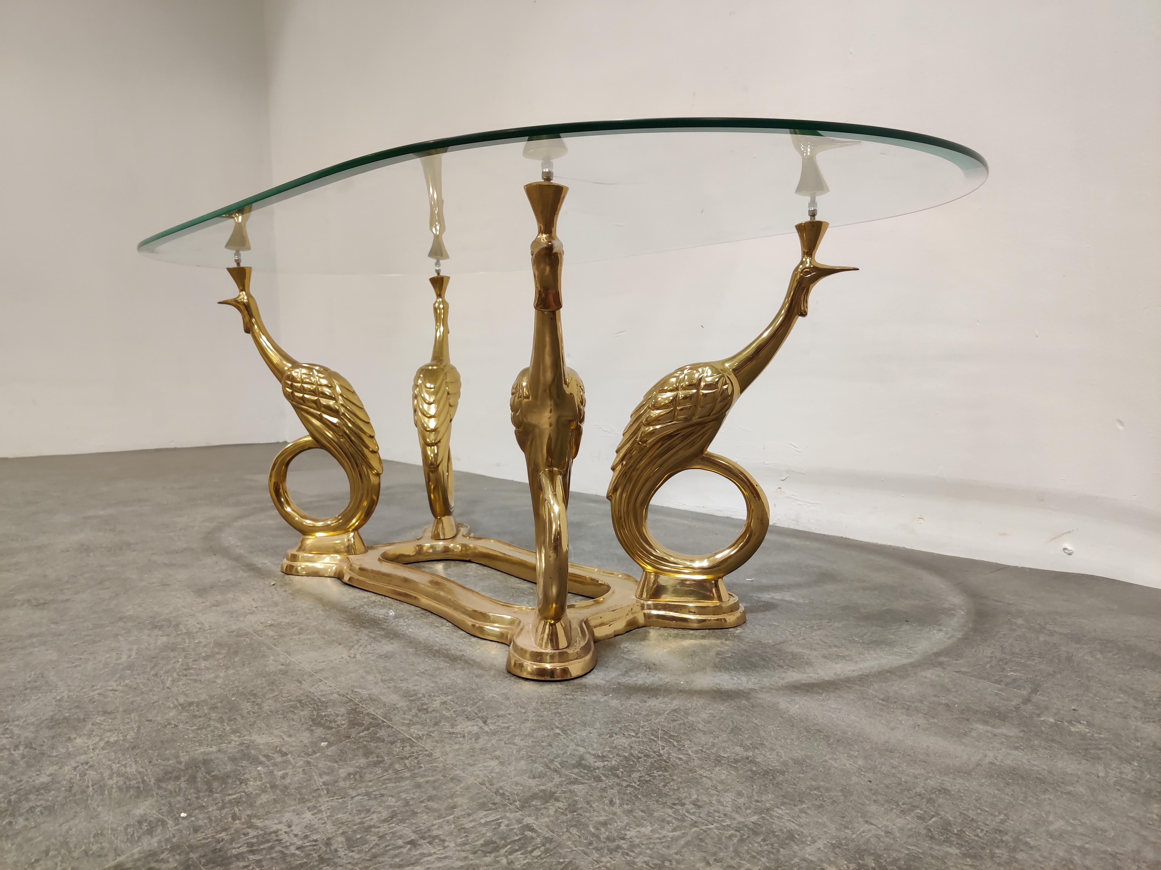 Brass Peacock Coffee Table, 1970s In Good Condition In HEVERLEE, BE