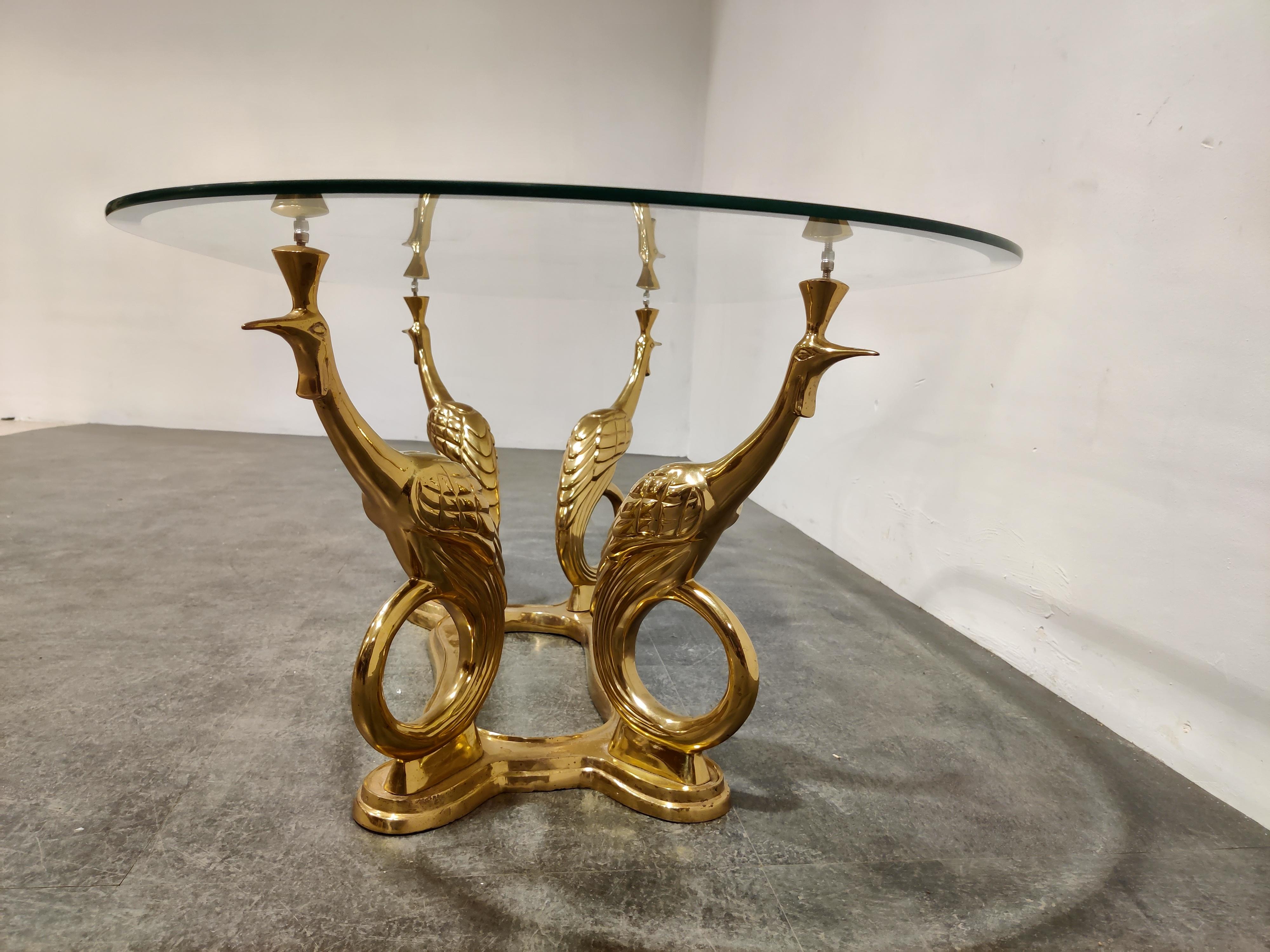Late 20th Century Brass Peacock Coffee Table, 1970s