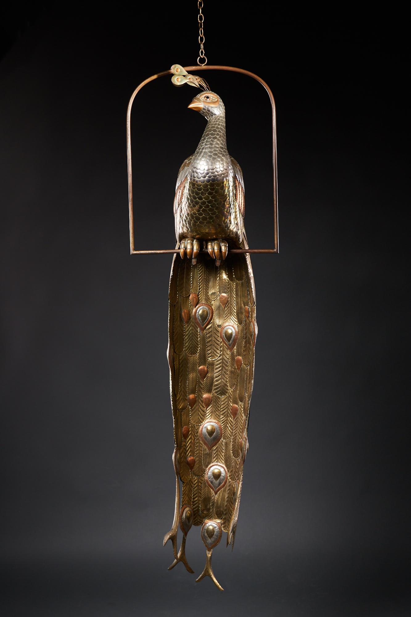 Brass Peacock Sculpture by Sergio Bustamante For Sale 2