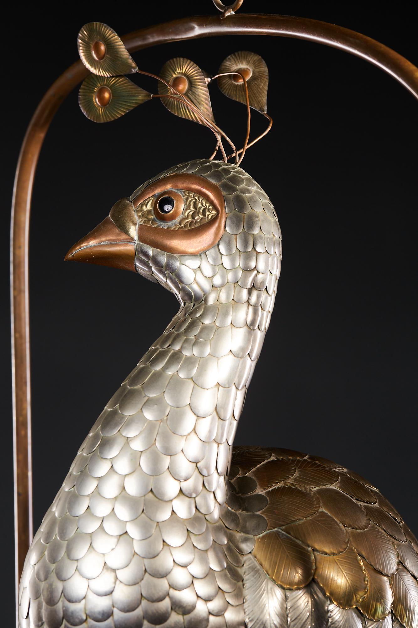 Brass Peacock Sculpture by Sergio Bustamante For Sale 5