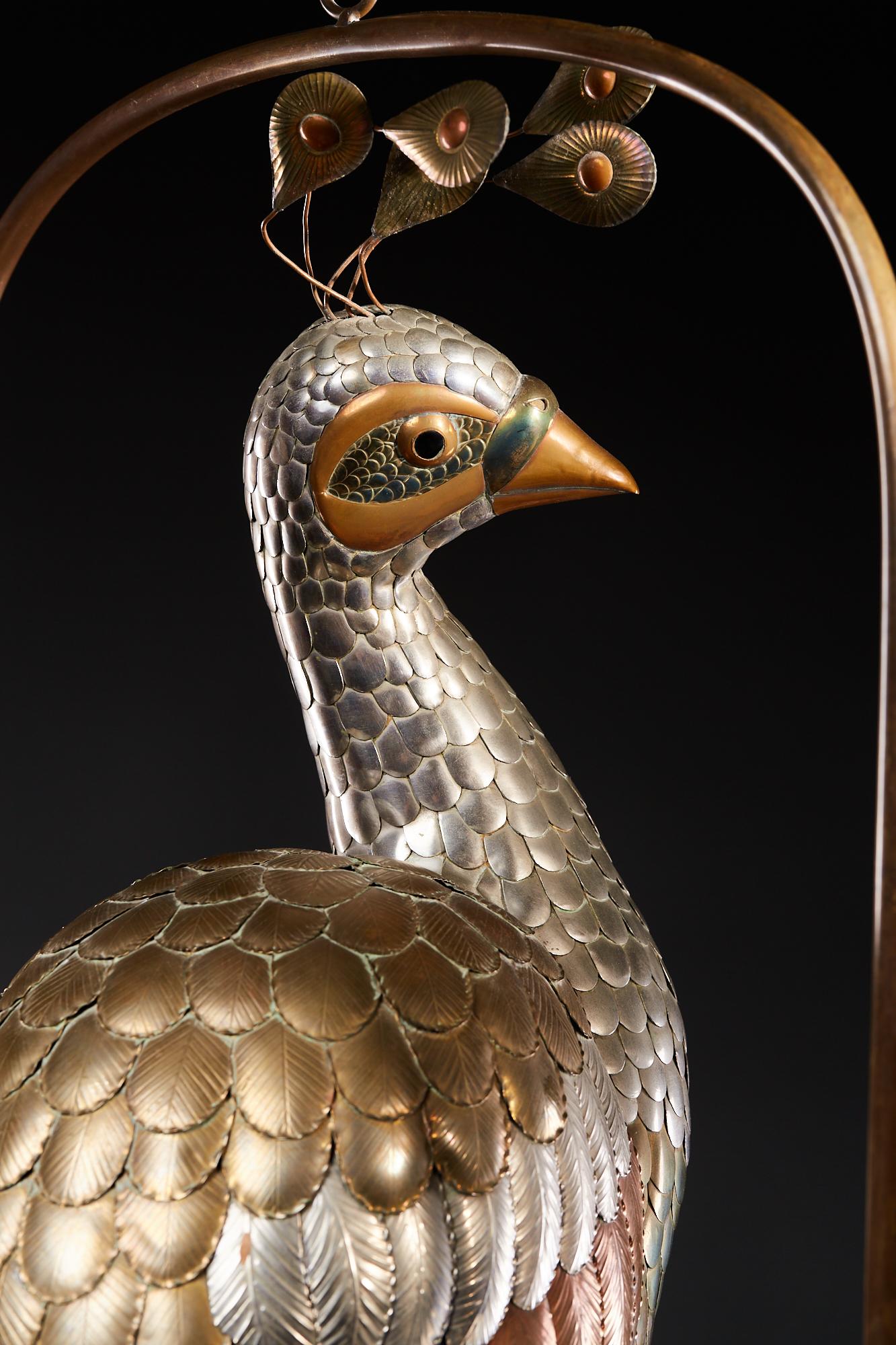 Brass Peacock Sculpture by Sergio Bustamante For Sale 6