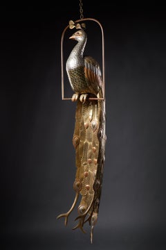 Scultura di pavone in ottone di Sergio Bustamante