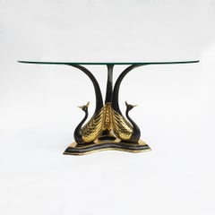 Brass Peacock Side or Coffee Table 1970s Glamour Vintage Hollywood Regency Daro