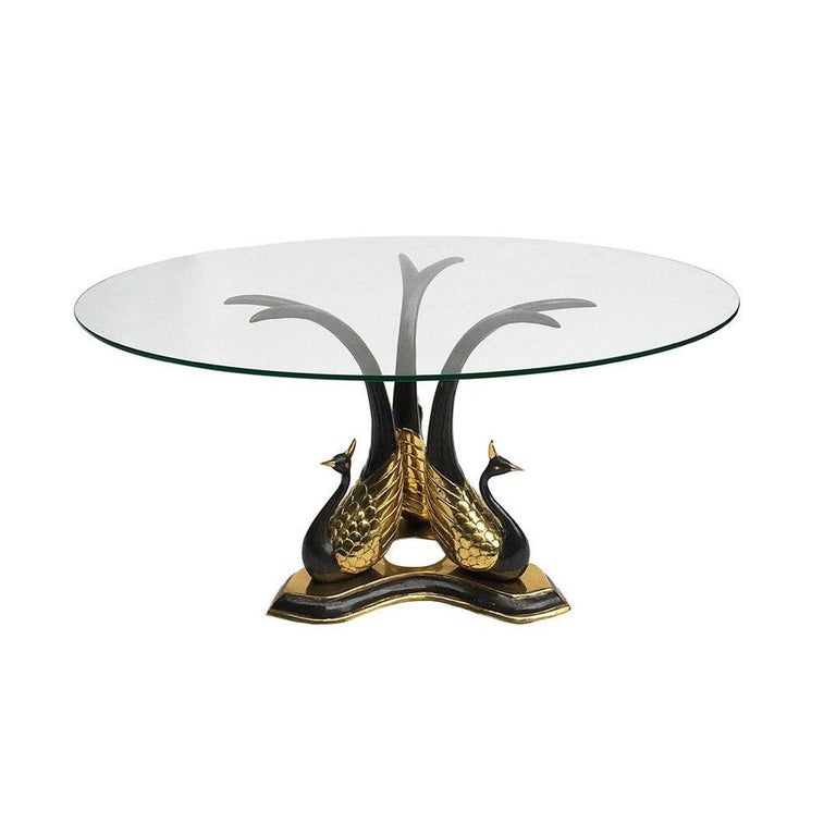 Brass Peacock Side or Coffee Table For Sale at 1stDibs