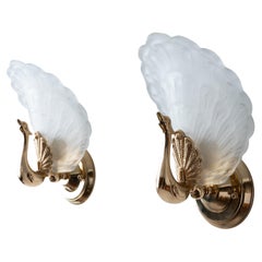 Brass Peacock Wall Sconces, 1970s - A pair
