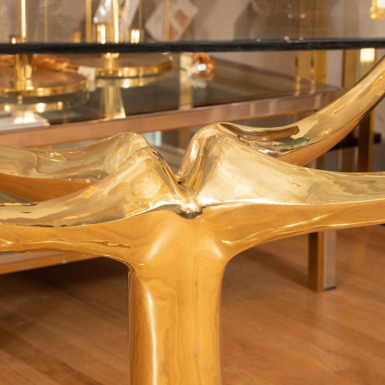 Brass Pedestal Base Dining Table For Sale at 1stDibs