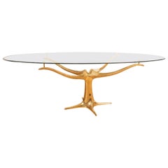 Brass Pedestal Base Dining Table