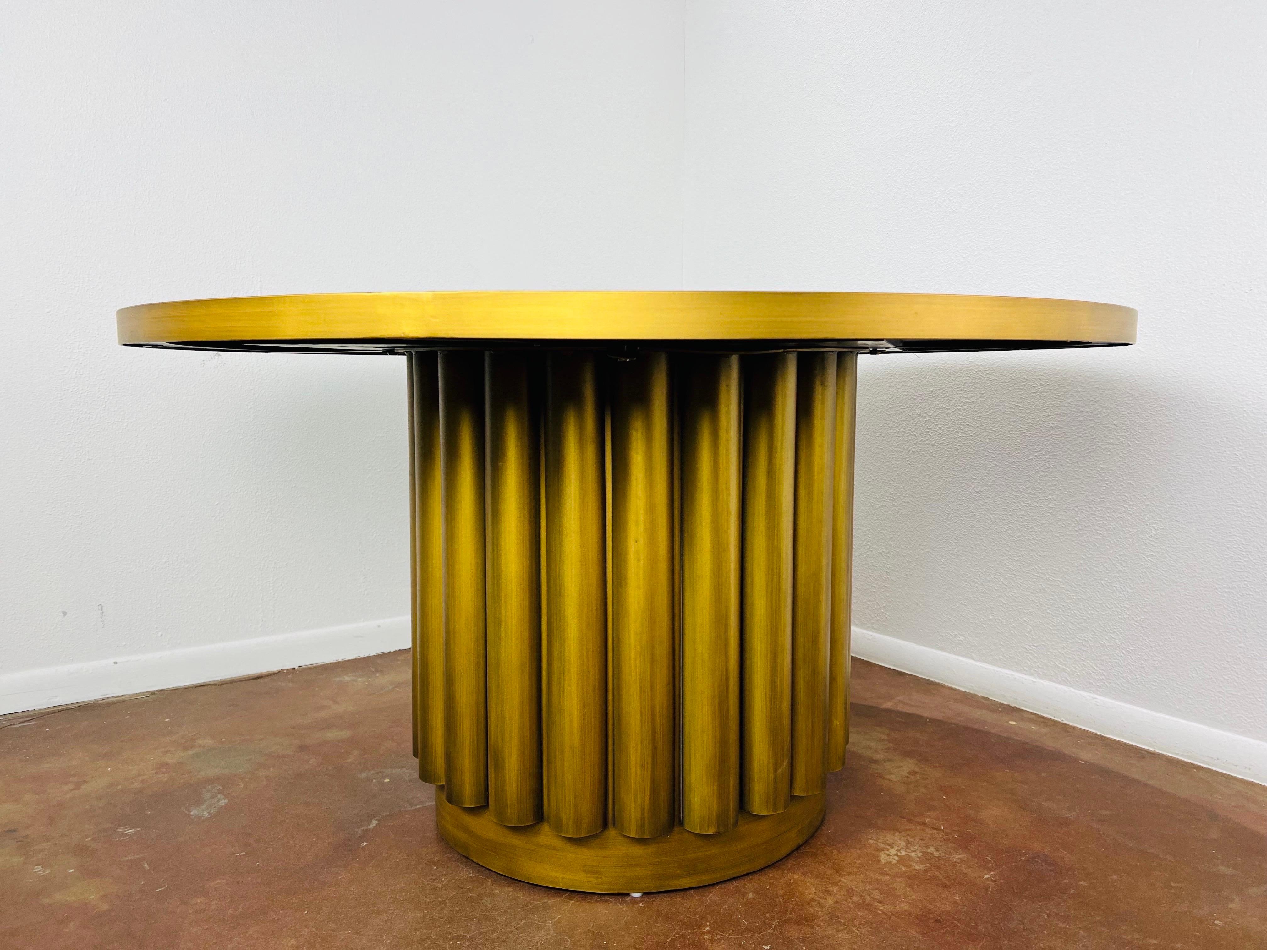 Art Deco Brass Pedestal Dining Table For Sale