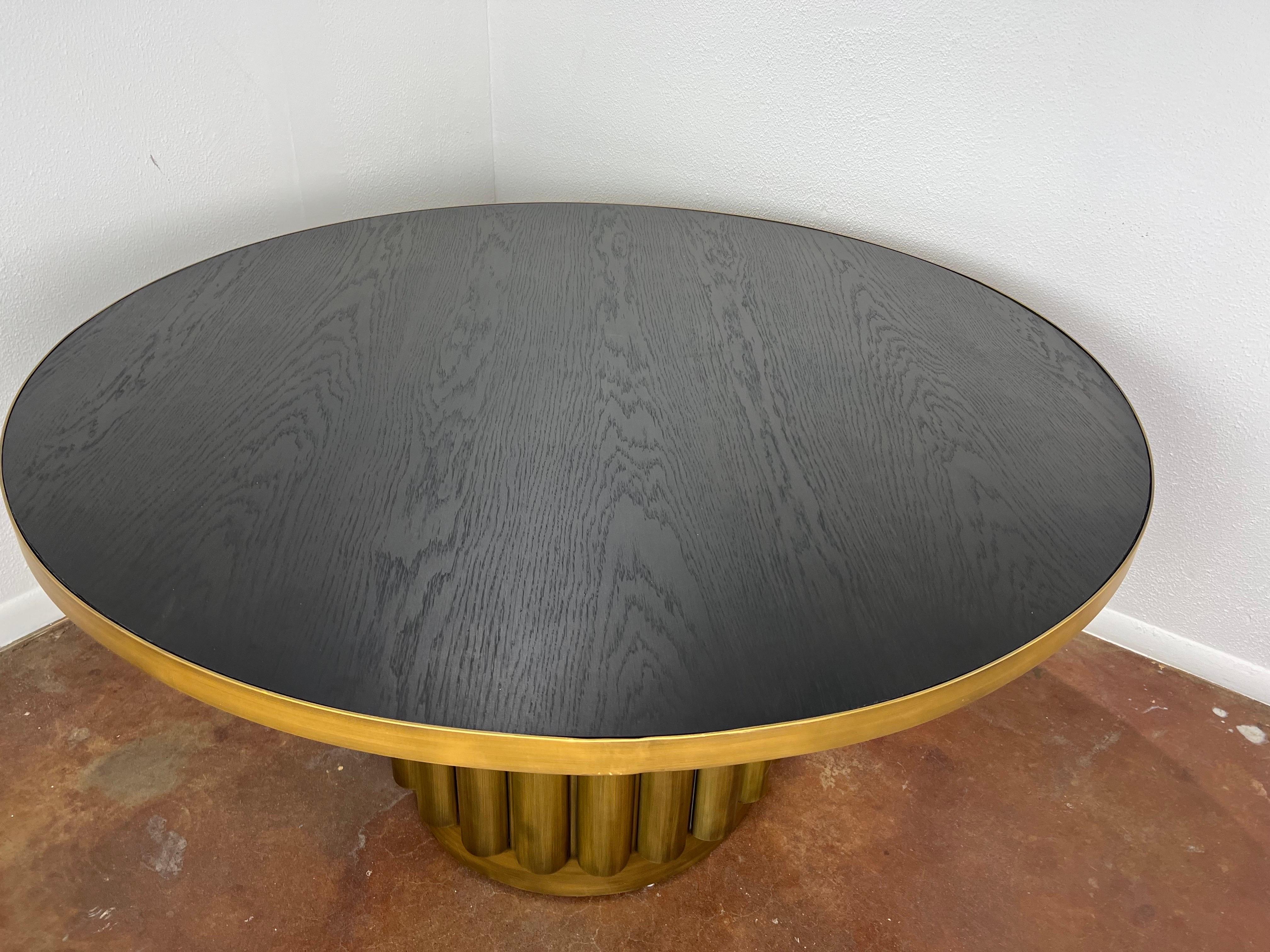Contemporary Brass Pedestal Dining Table For Sale