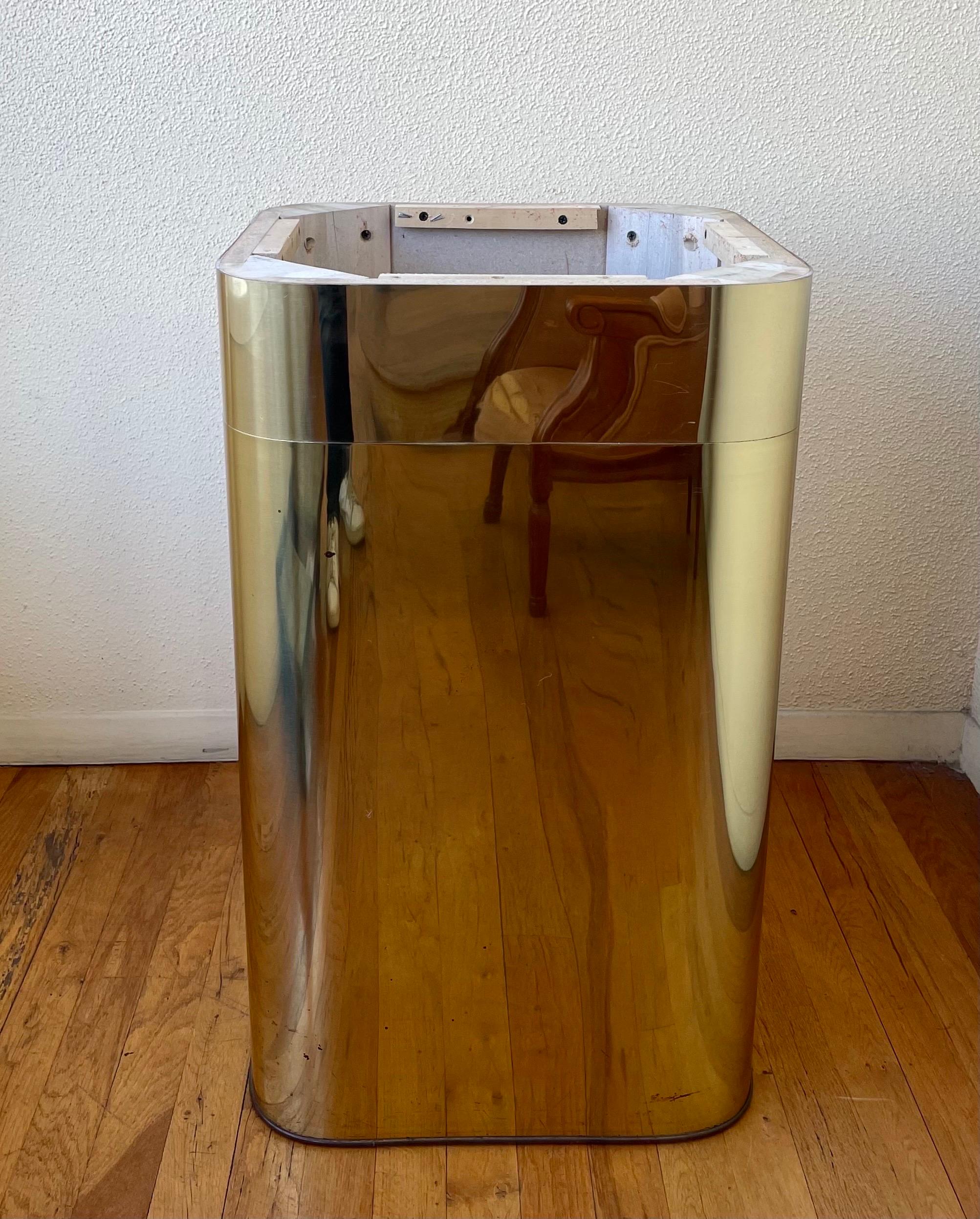 Post-Modern Brass Pedestal Dinning Console Table Base by Milo Baughman