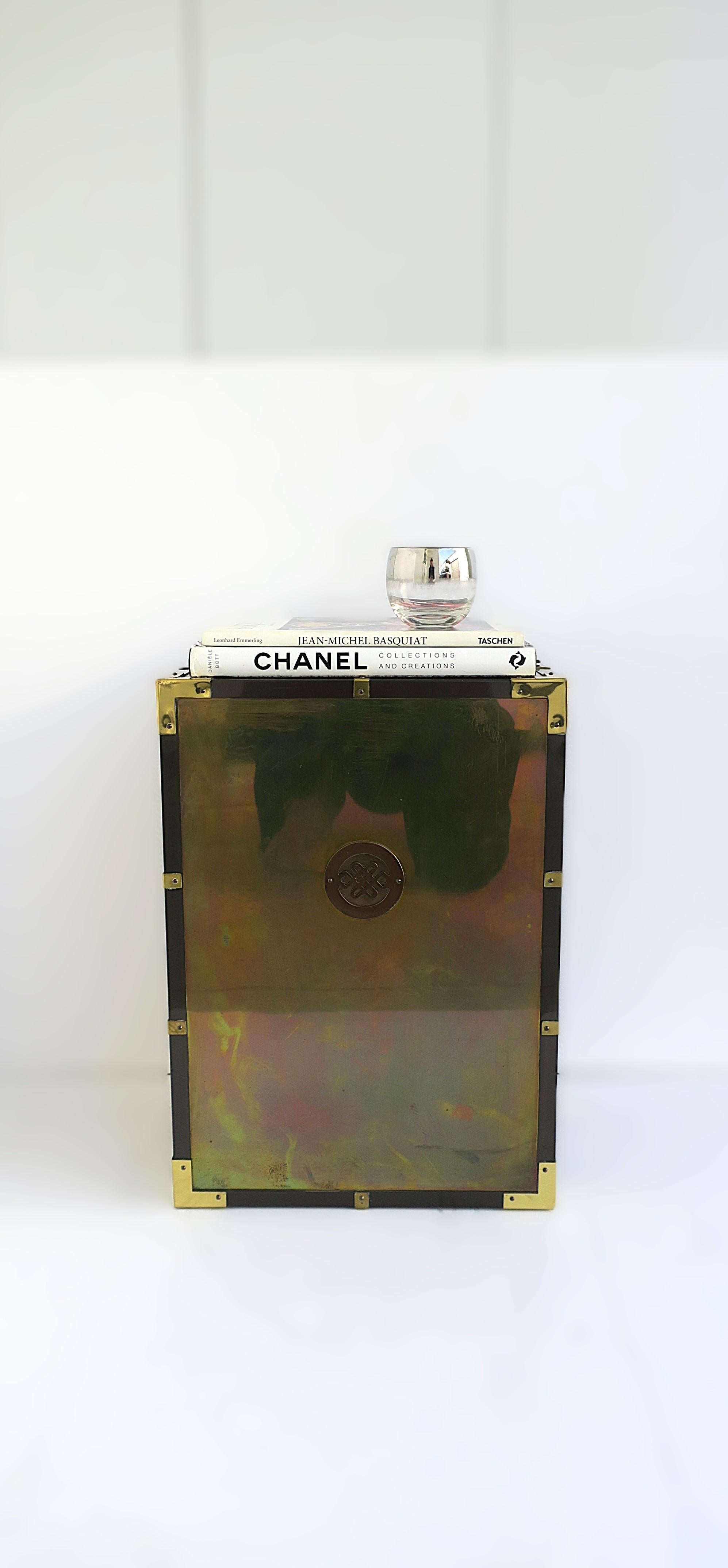 Campaign Brass Pedestal Side Table Attrib. Mastercraft For Sale