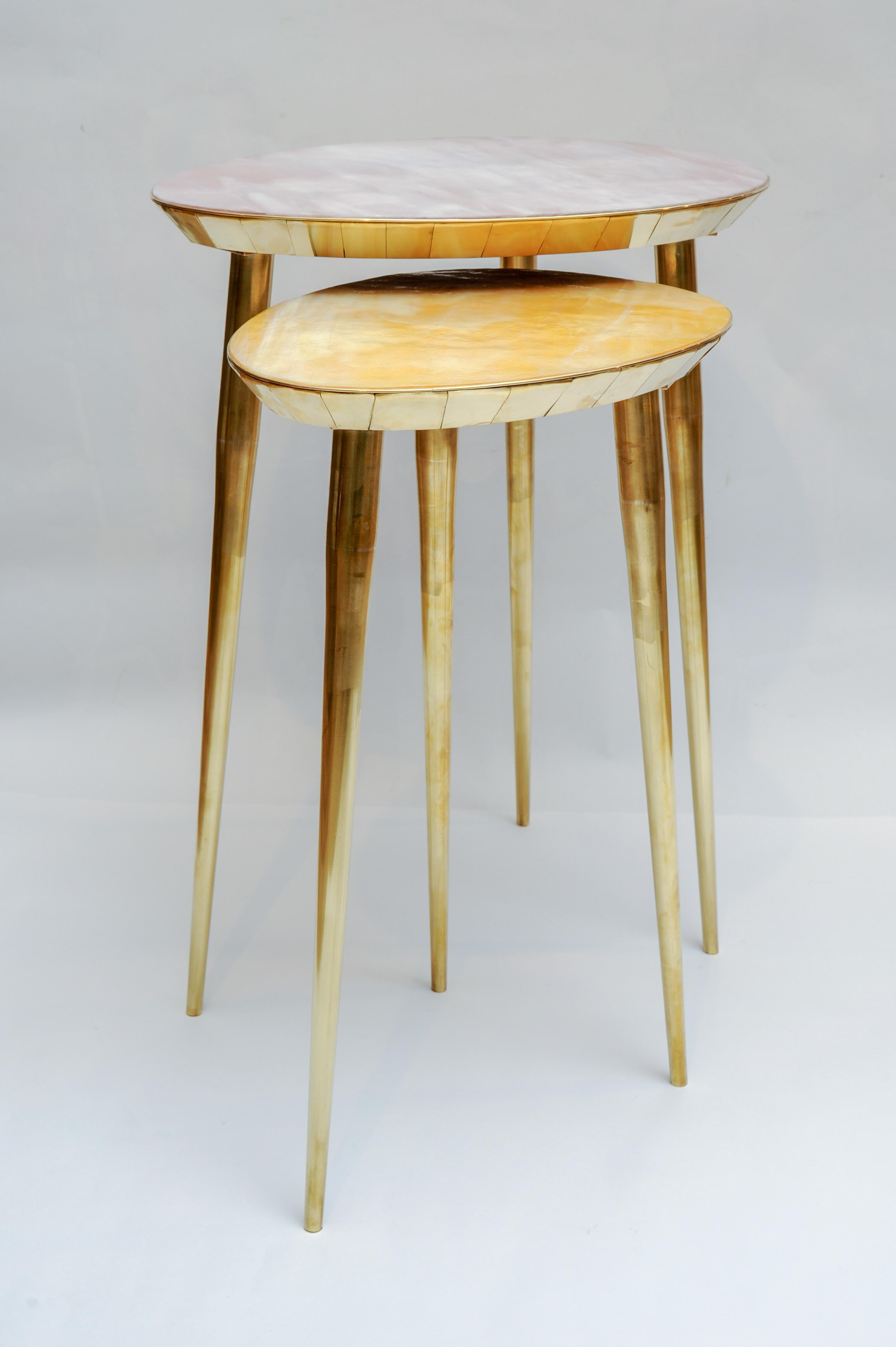 Contemporary Brass Pedestal Tables by Studio Glustin