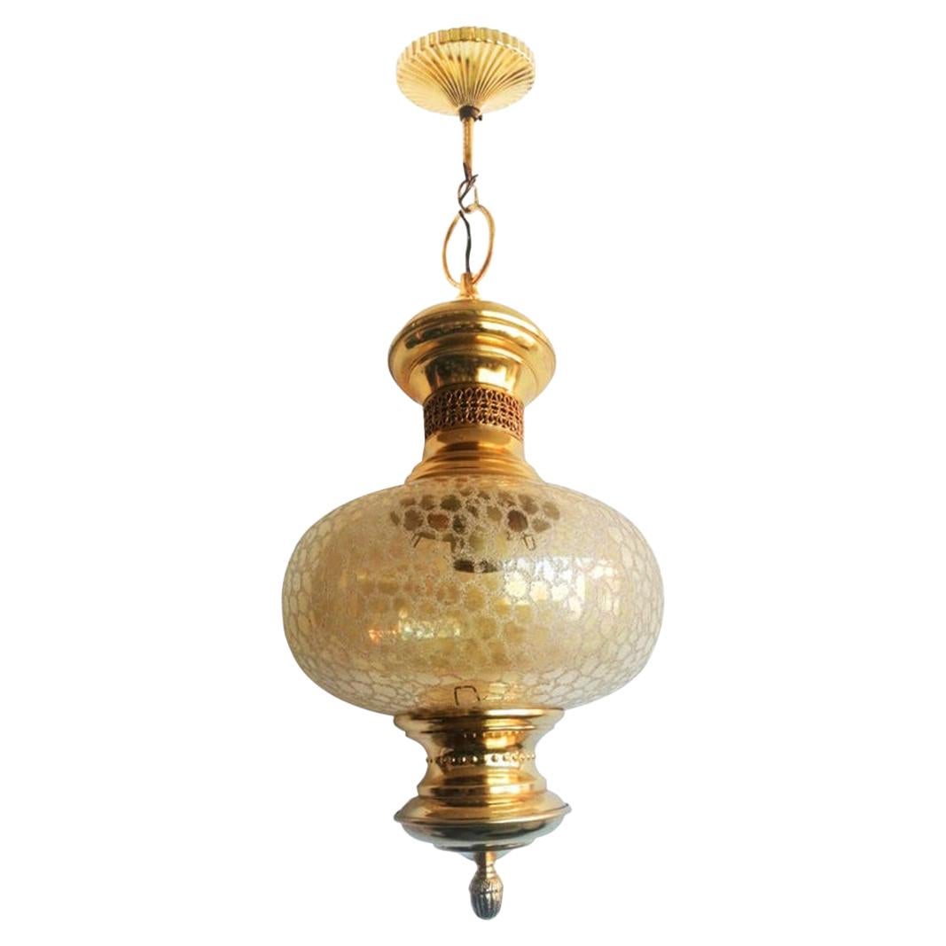  Lanterns or Pendant  Gold  Brass and Glass, Spain Mid 20th Century In Excellent Condition For Sale In Mombuey, Zamora