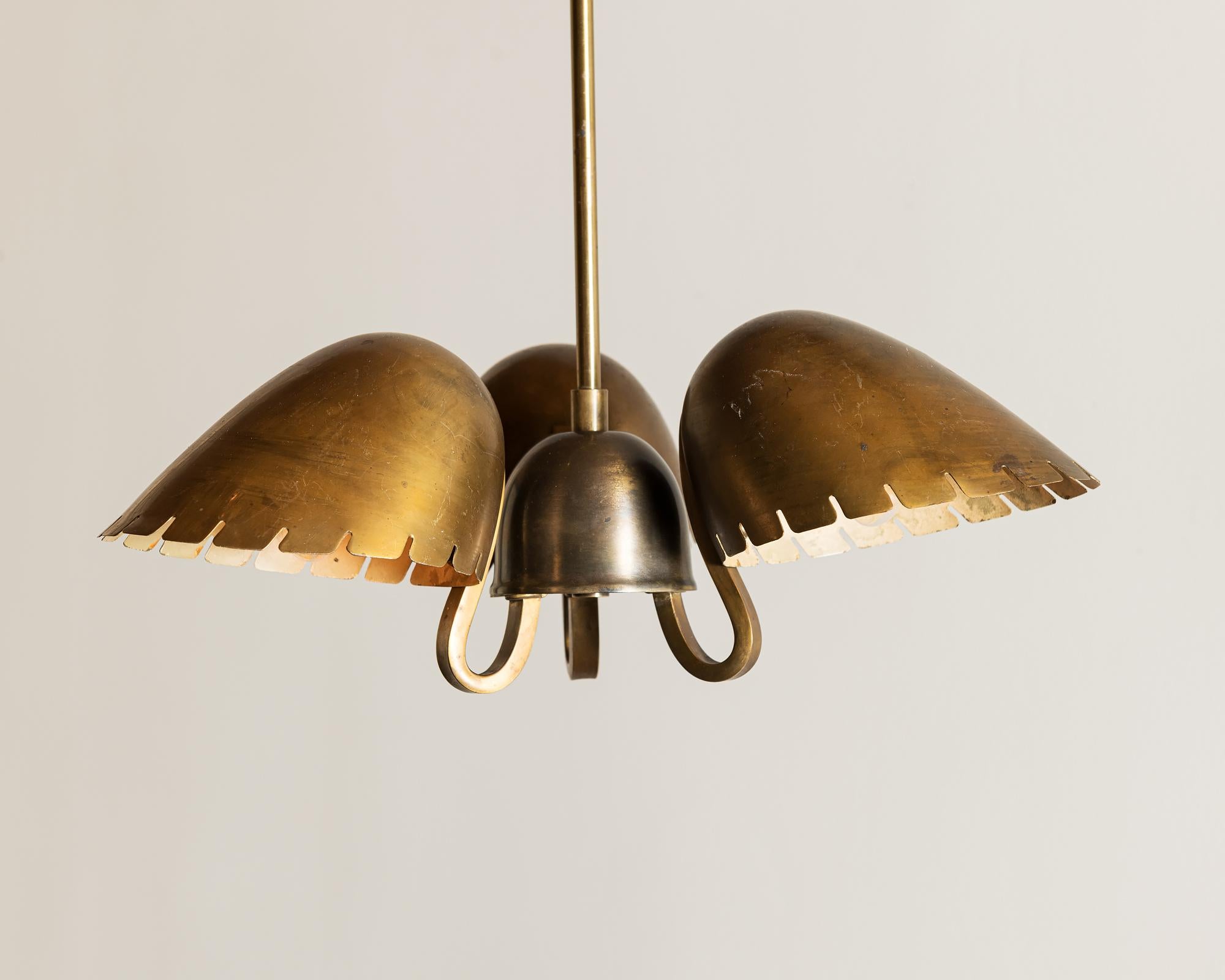 Lampe à suspension en laiton de Carl-Axel Acking, Suède, années 1940 4