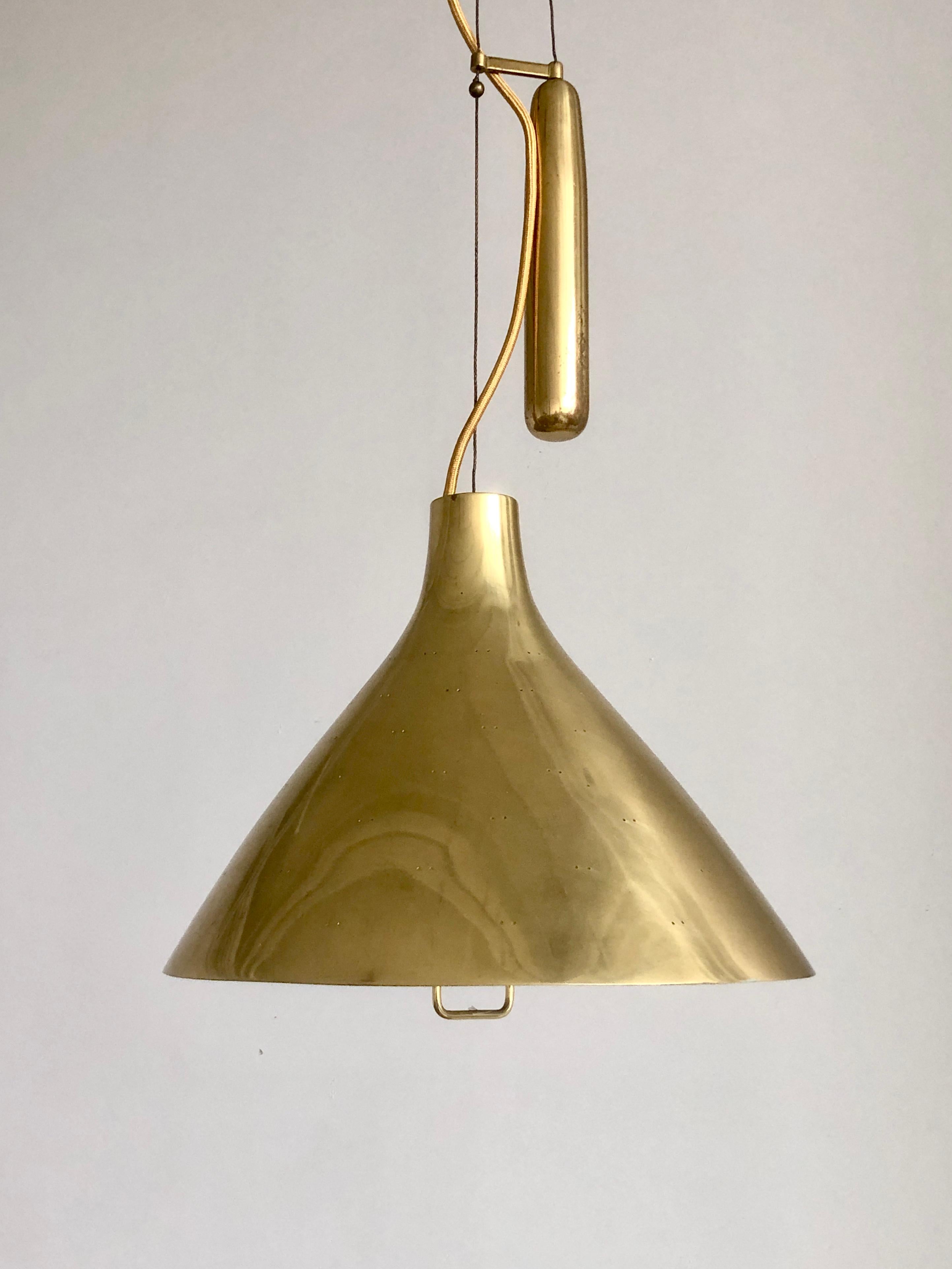 Scandinavian Modern Brass Pendant by Paavo Tynell For Sale