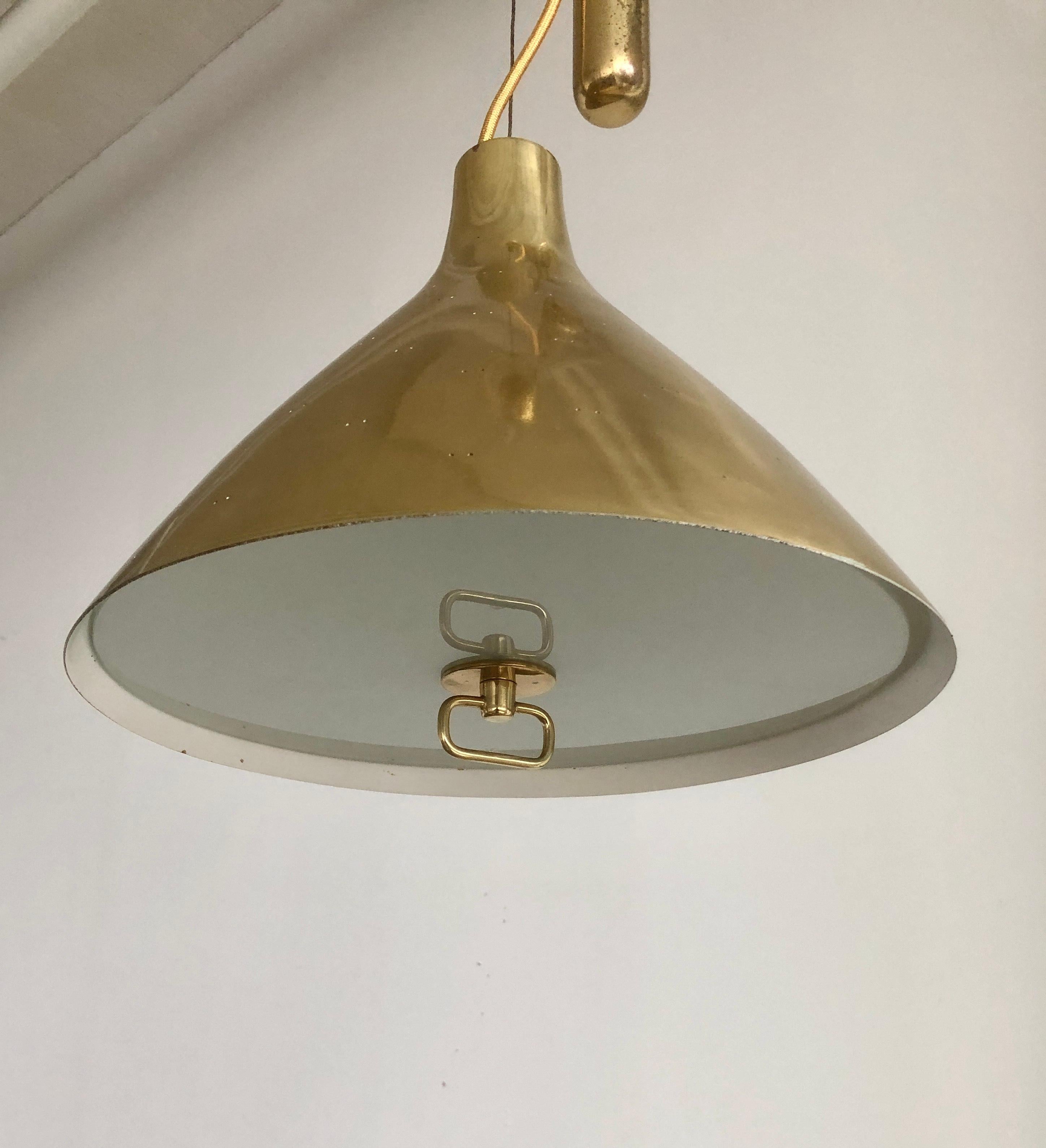 Mid-20th Century Brass Pendant by Paavo Tynell For Sale