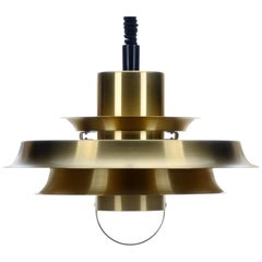 Brass Pendant by Vitrika, 1960s. Danish Vintage Lamp with Black Suspension 