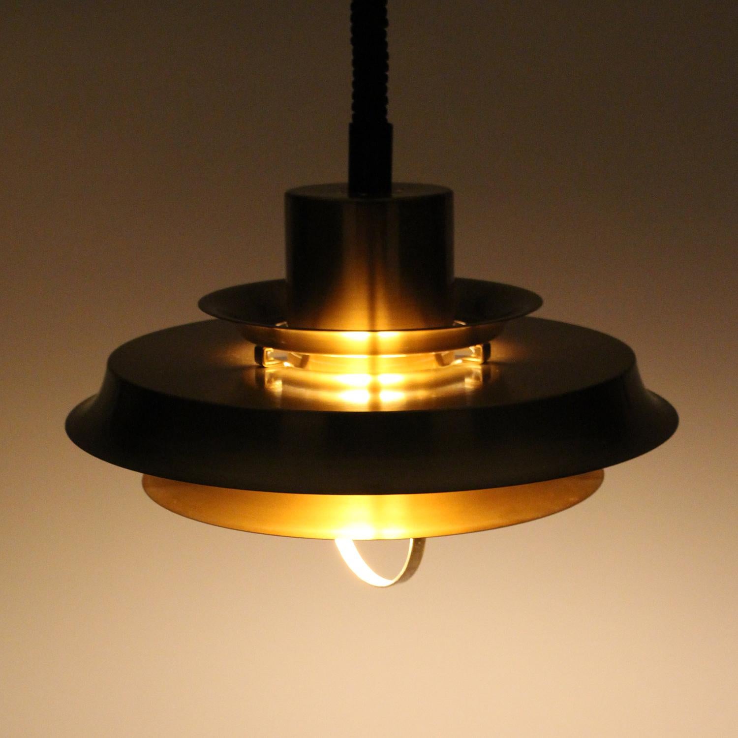 Brass Pendant by Vitrika 1960s Danish Vintage Lamp with Rise-and-fall Suspension 1
