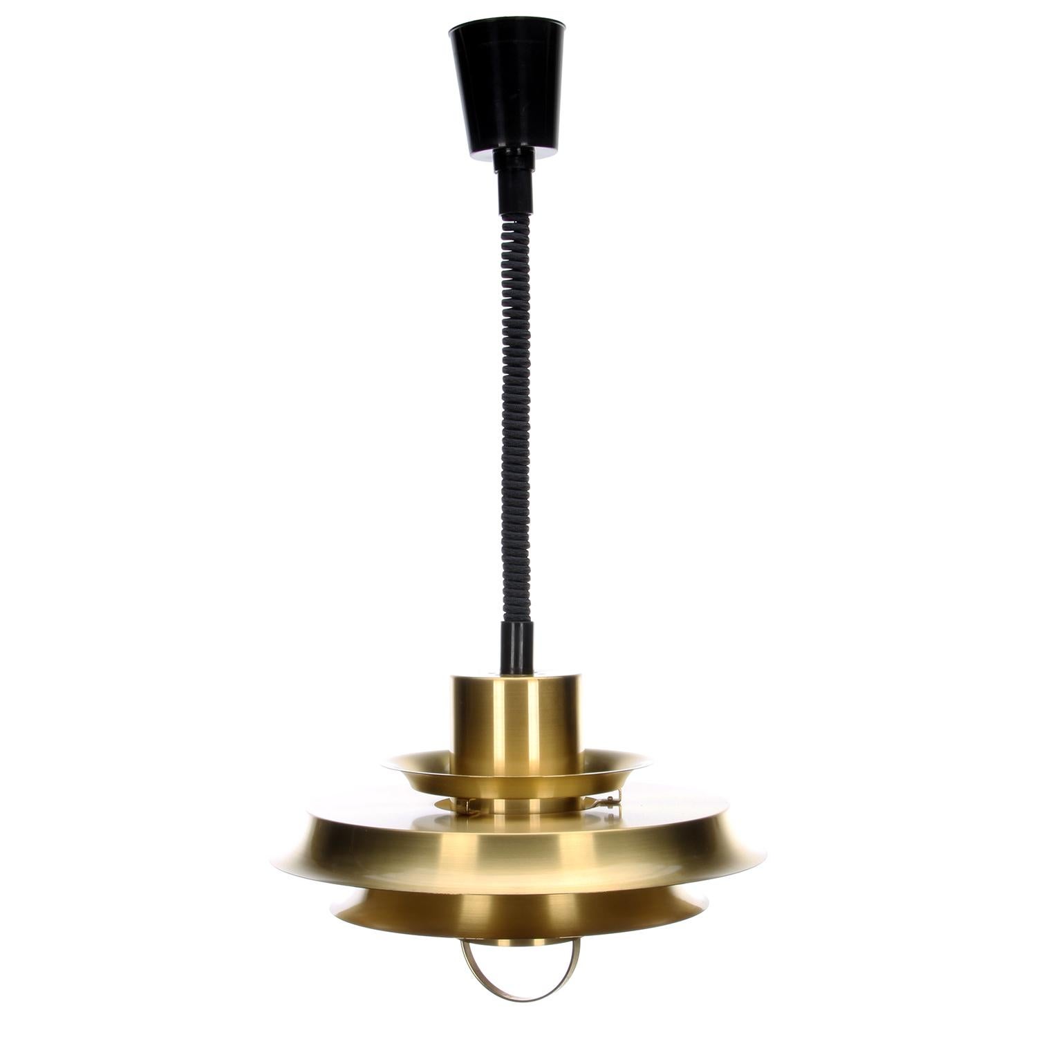 Brass Pendant by Vitrika 1960s Danish Vintage Lamp with Rise-and-fall Suspension 2