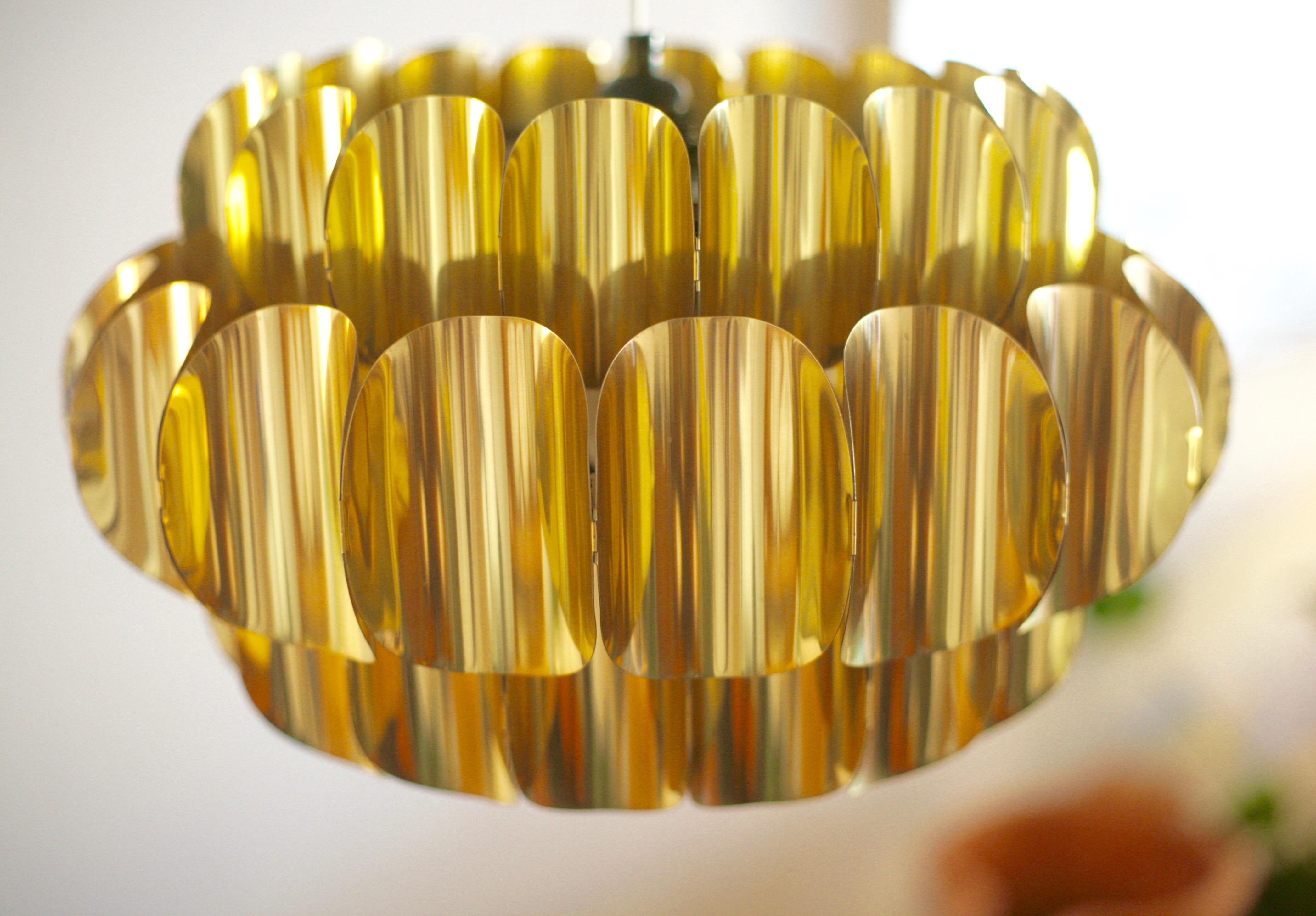 Modernist brass pendant designed by Werner Schou for Coronell Elektro in the early 1970s.