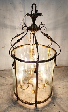 Brass Pendant Chandelier Louis XVI Huge, Made in France