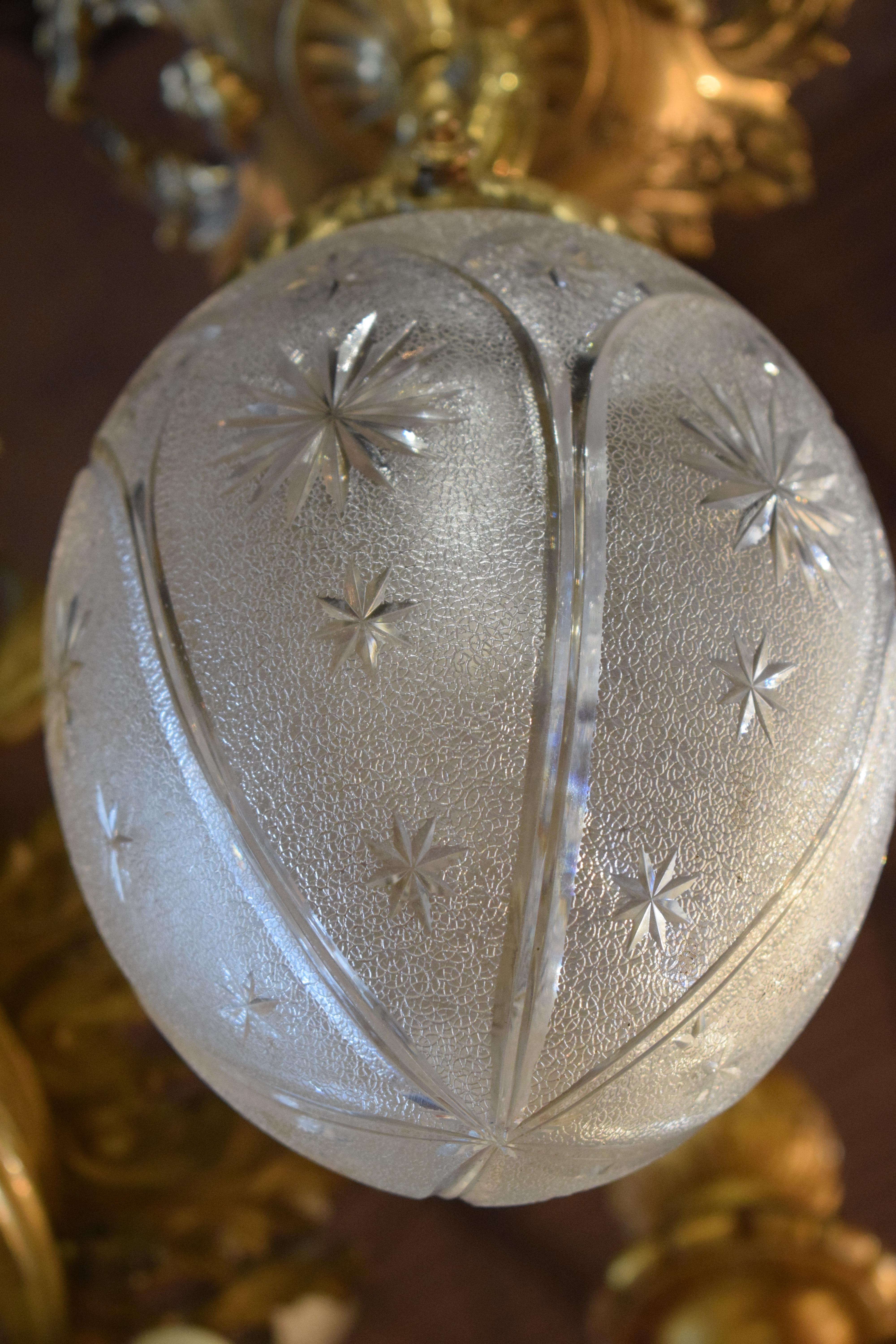 Brass Pendant Featuring a St. Louis Crystal Globe, France, circa 1900 In Good Condition In Atlanta, GA