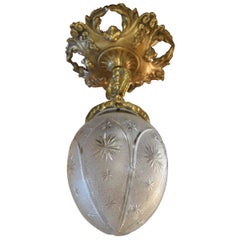 Brass Pendant Featuring a St. Louis Crystal Globe, France, circa 1900