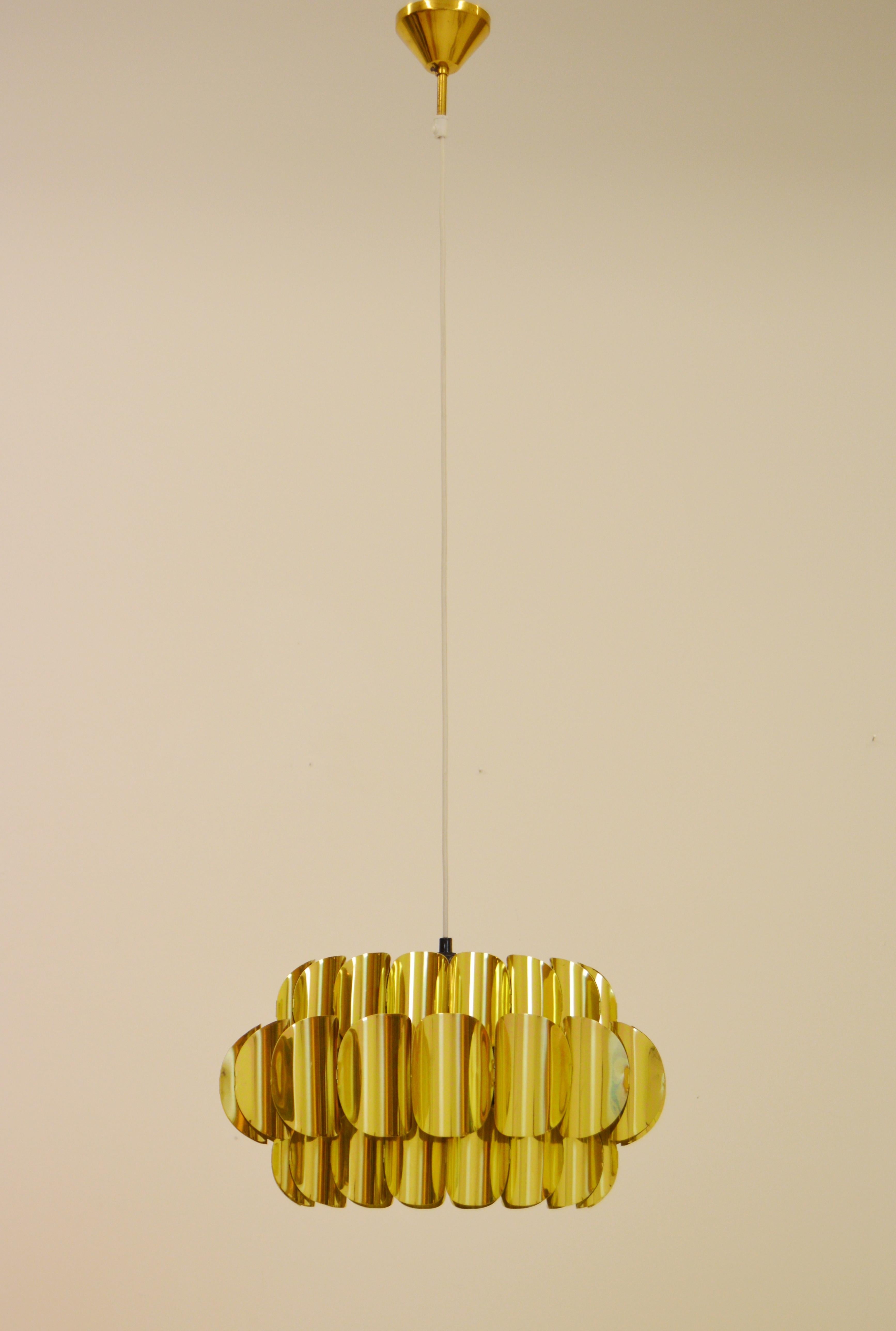 Scandinavian Modern Brass Pendant Lamp Attributed to Hans-Agne Jakobsson For Sale