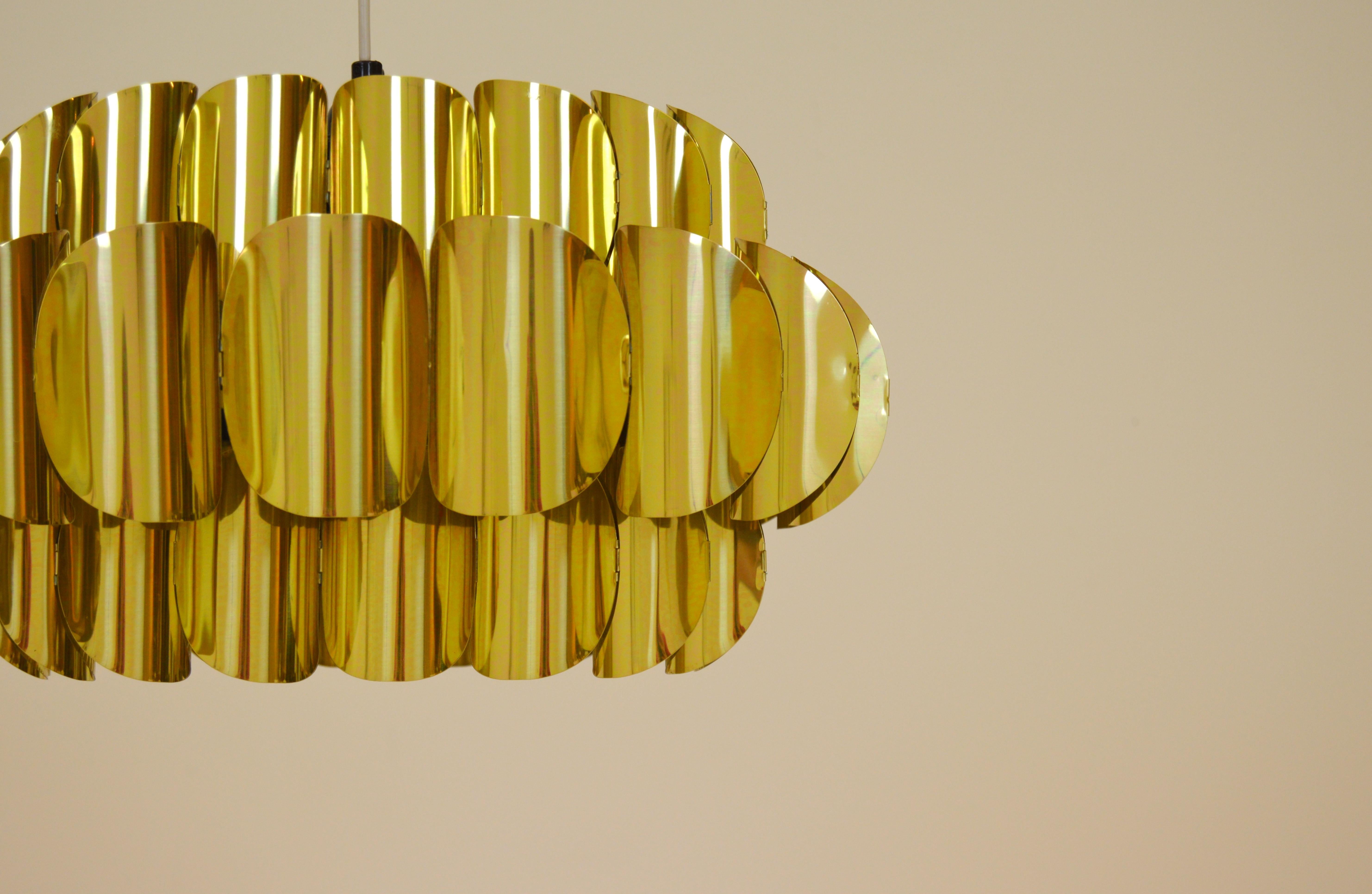 Swedish Brass Pendant Lamp Attributed to Hans-Agne Jakobsson For Sale