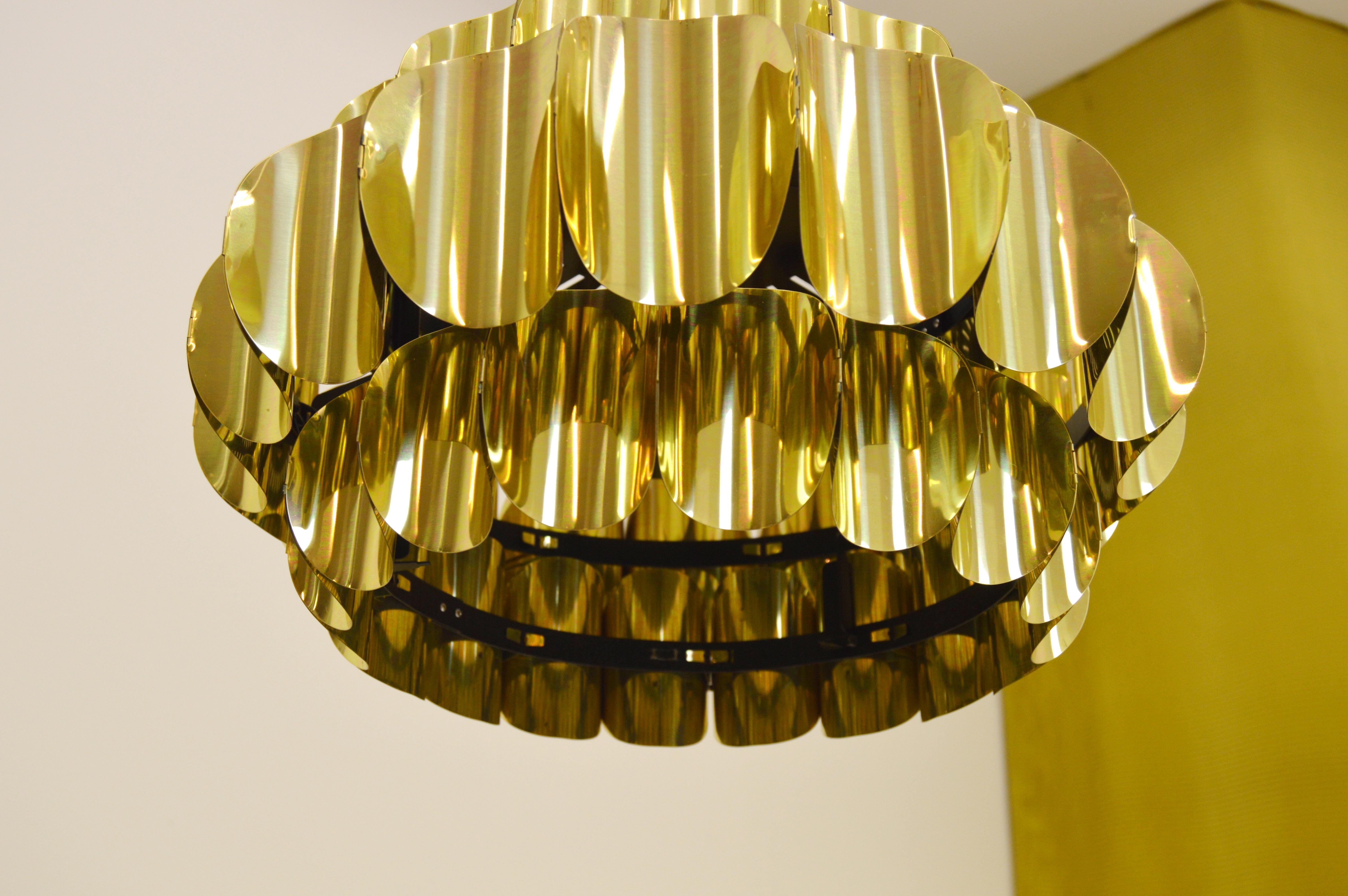 20th Century Brass Pendant Lamp Attributed to Hans-Agne Jakobsson For Sale