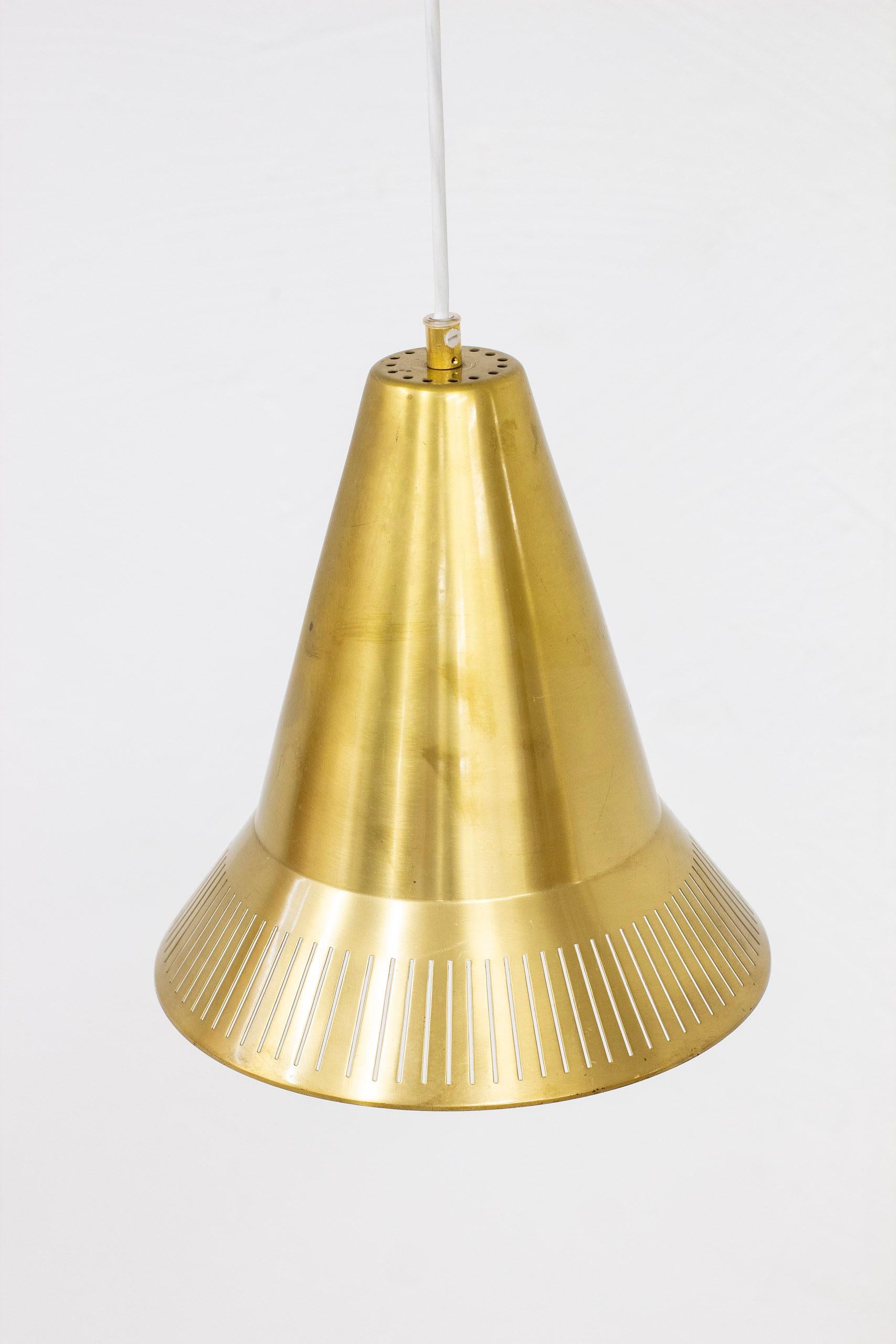 Teak Brass Pendant Lamp Designed by Hans Bergström for Ateljé Lyktan