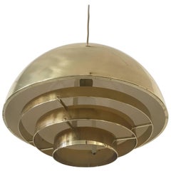 Lampada a sospensione a cupola in ottone di Vereinigte Werkstätten München del 1960