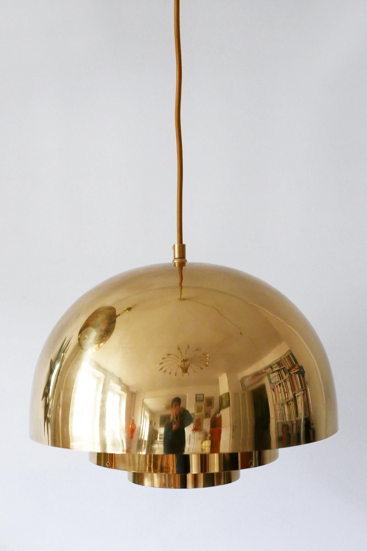 Brass Pendant Lamp Dome by Vereinigte Werkstätten München in 1960s, Germany For Sale 4