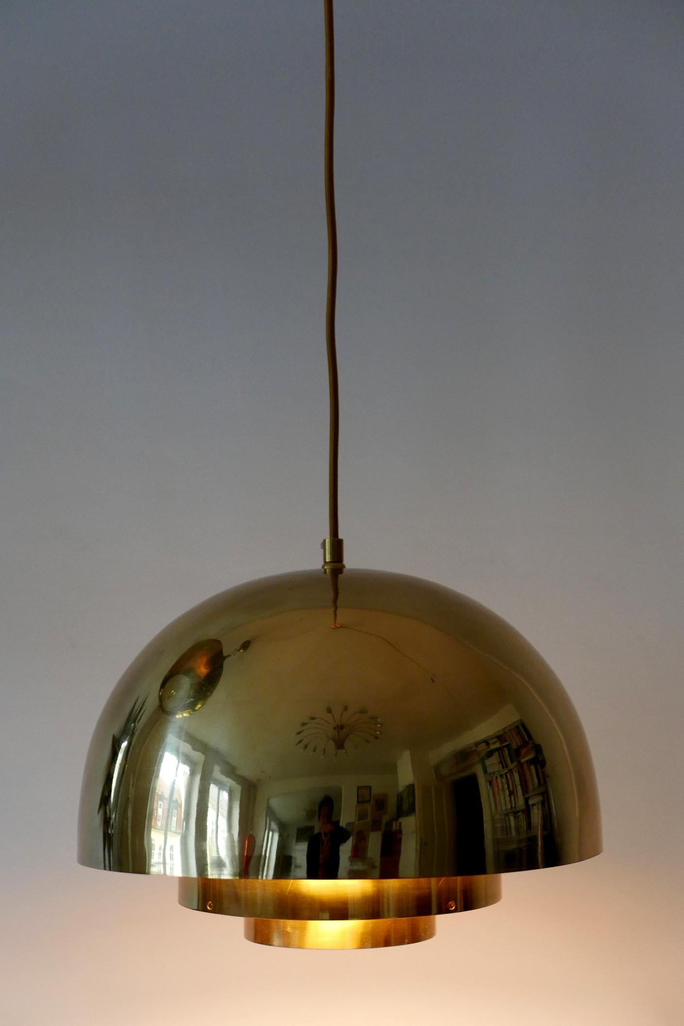 Brass Pendant Lamp Dome by Vereinigte Werkstätten München in 1960s, Germany For Sale 6