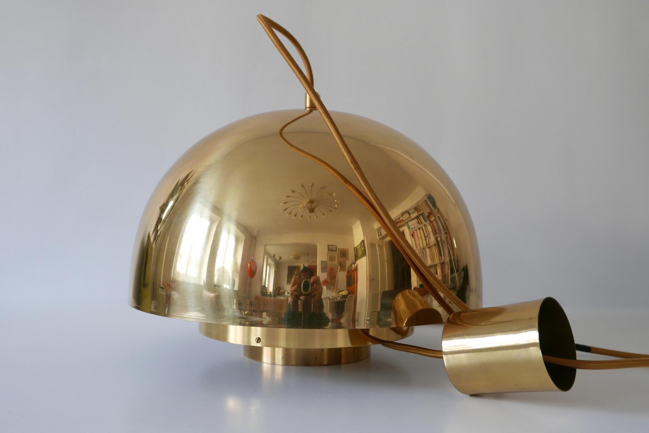 Brass Pendant Lamp Dome by Vereinigte Werkstätten München in 1960s, Germany For Sale 7