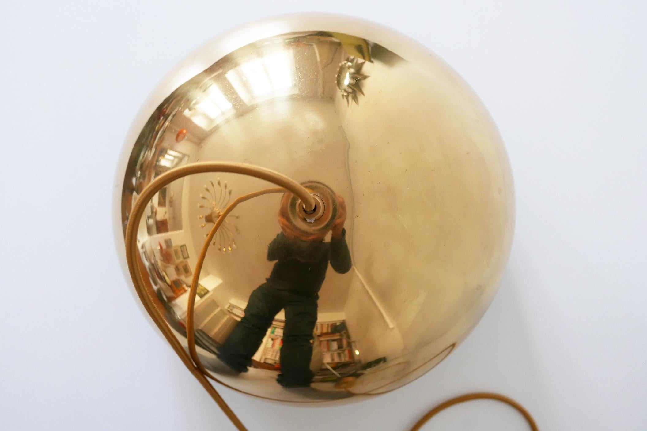 Brass Pendant Lamp Dome by Vereinigte Werkstätten München in 1960s, Germany For Sale 10