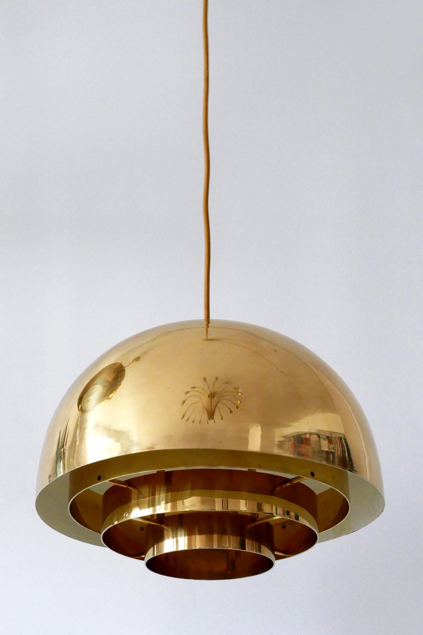 Brass Pendant Lamp Dome by Vereinigte Werkstätten München in 1960s, Germany For Sale 1