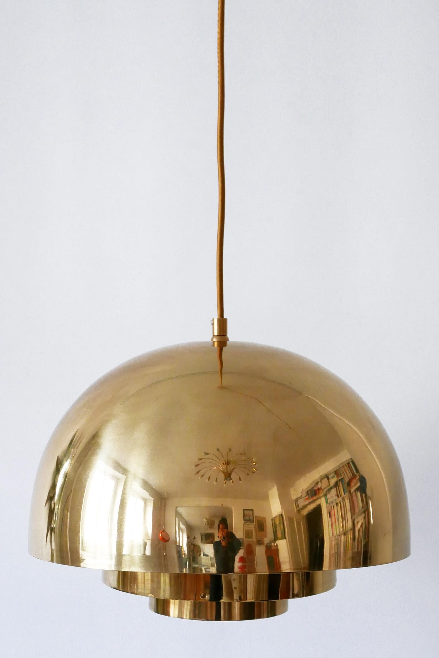 Brass Pendant Lamp Dome by Vereinigte Werkstätten München in 1960s, Germany For Sale 3