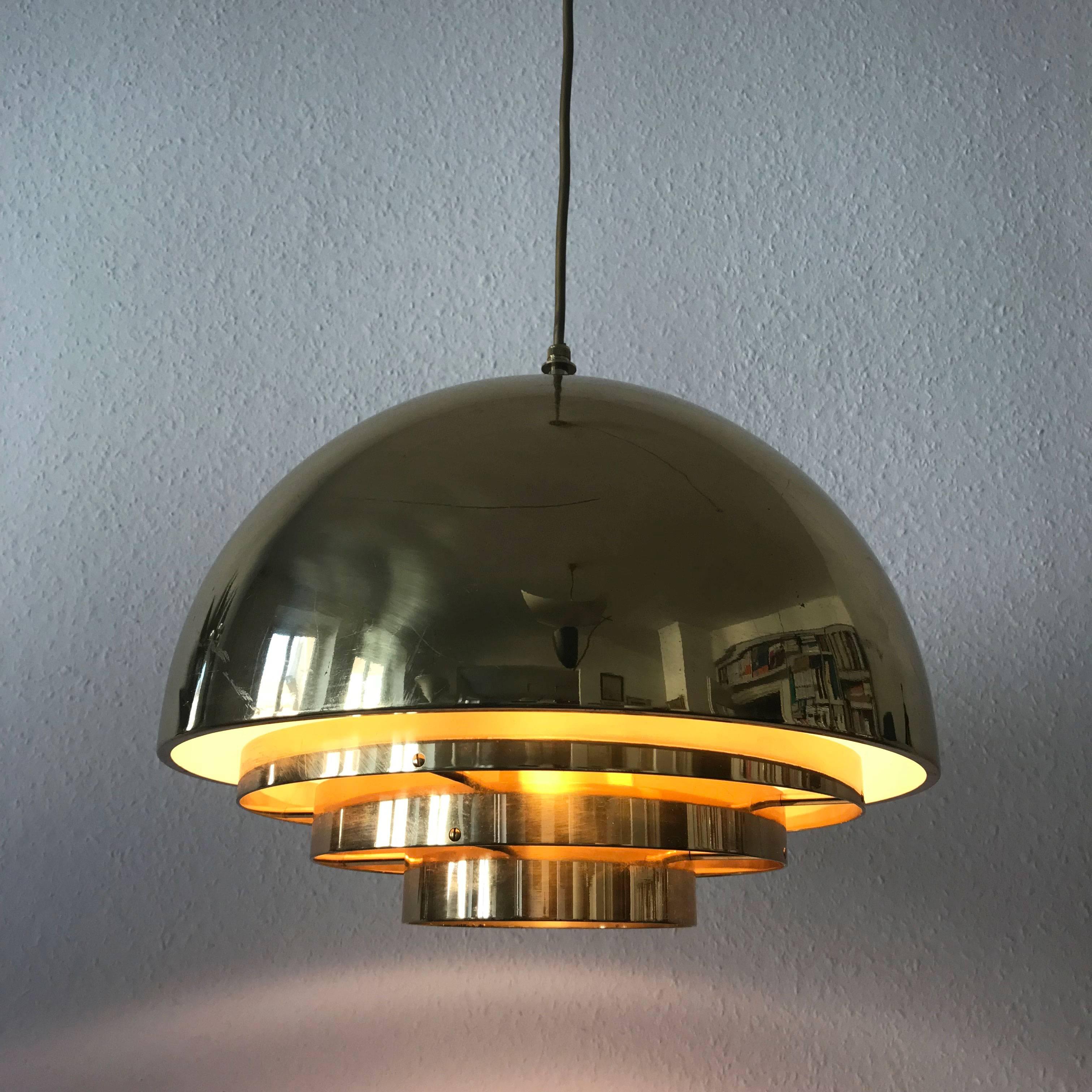 Brass Pendant Lamp Dome by Vereinigte Werkstätten München in 1960s For Sale 3