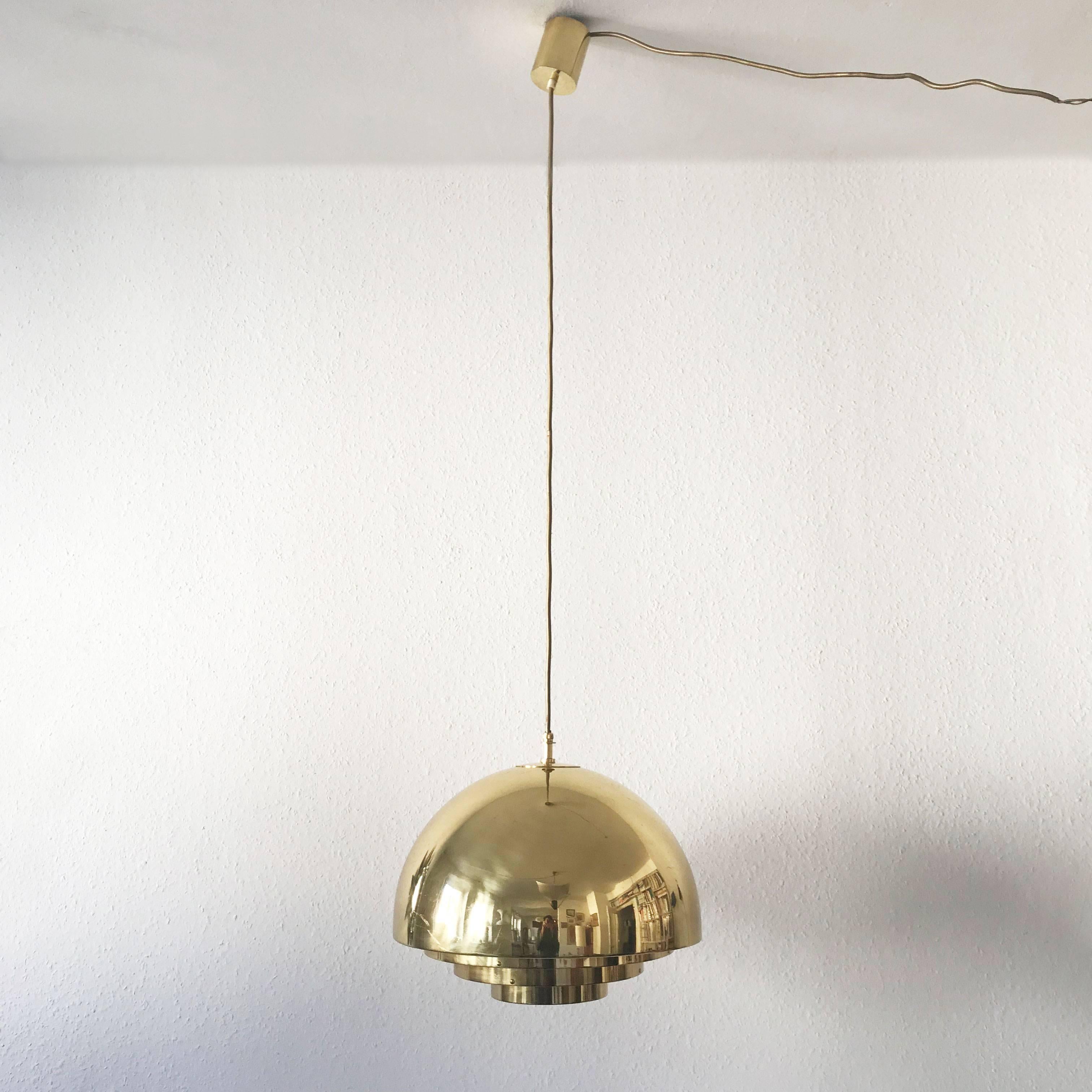 German Brass Pendant Lamp Dome by Vereinigte Werkstätten München in 1960s For Sale