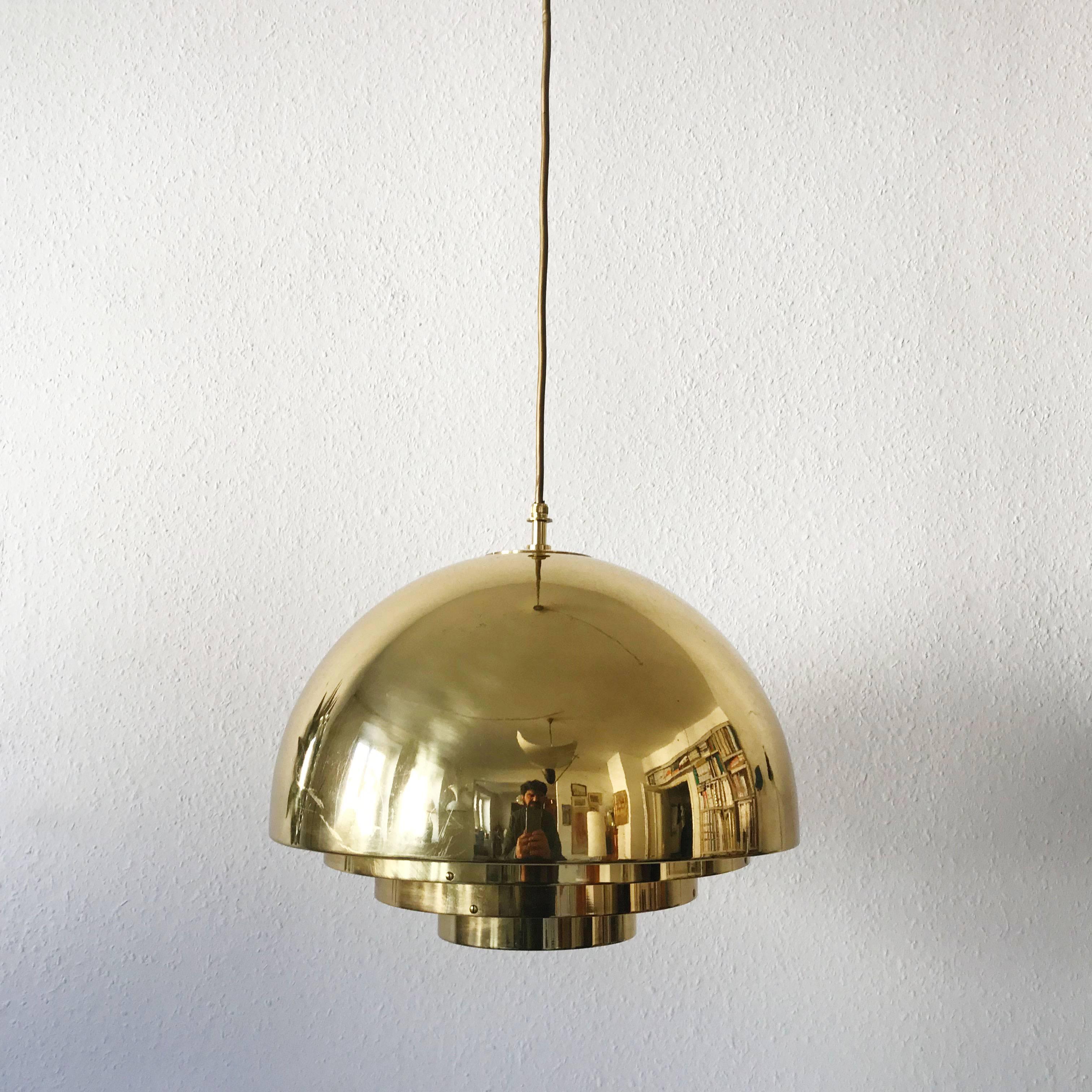Mid-20th Century Brass Pendant Lamp Dome by Vereinigte Werkstätten München in 1960s For Sale